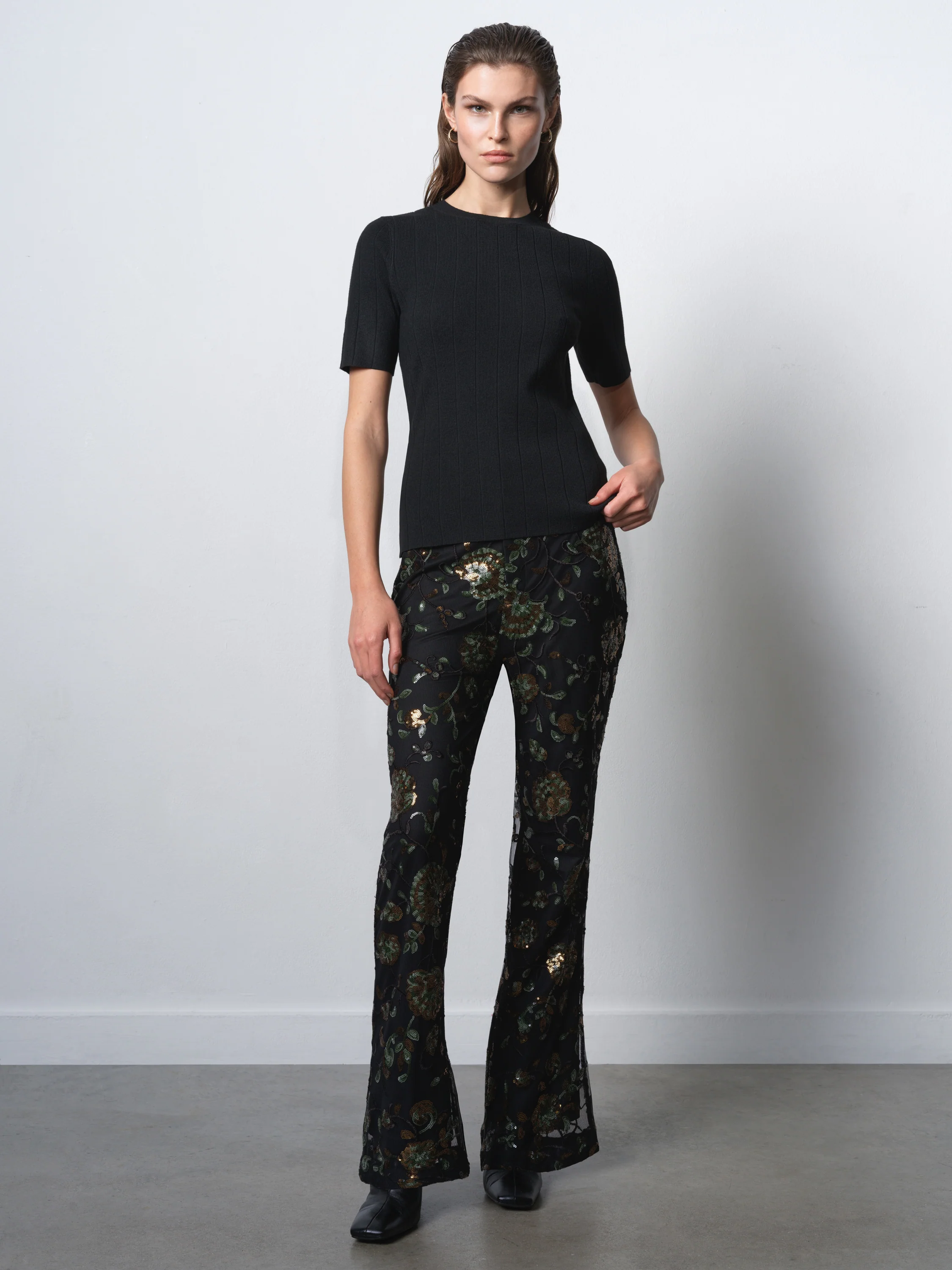 Roshene Sequin Flare Trousers - Image 2