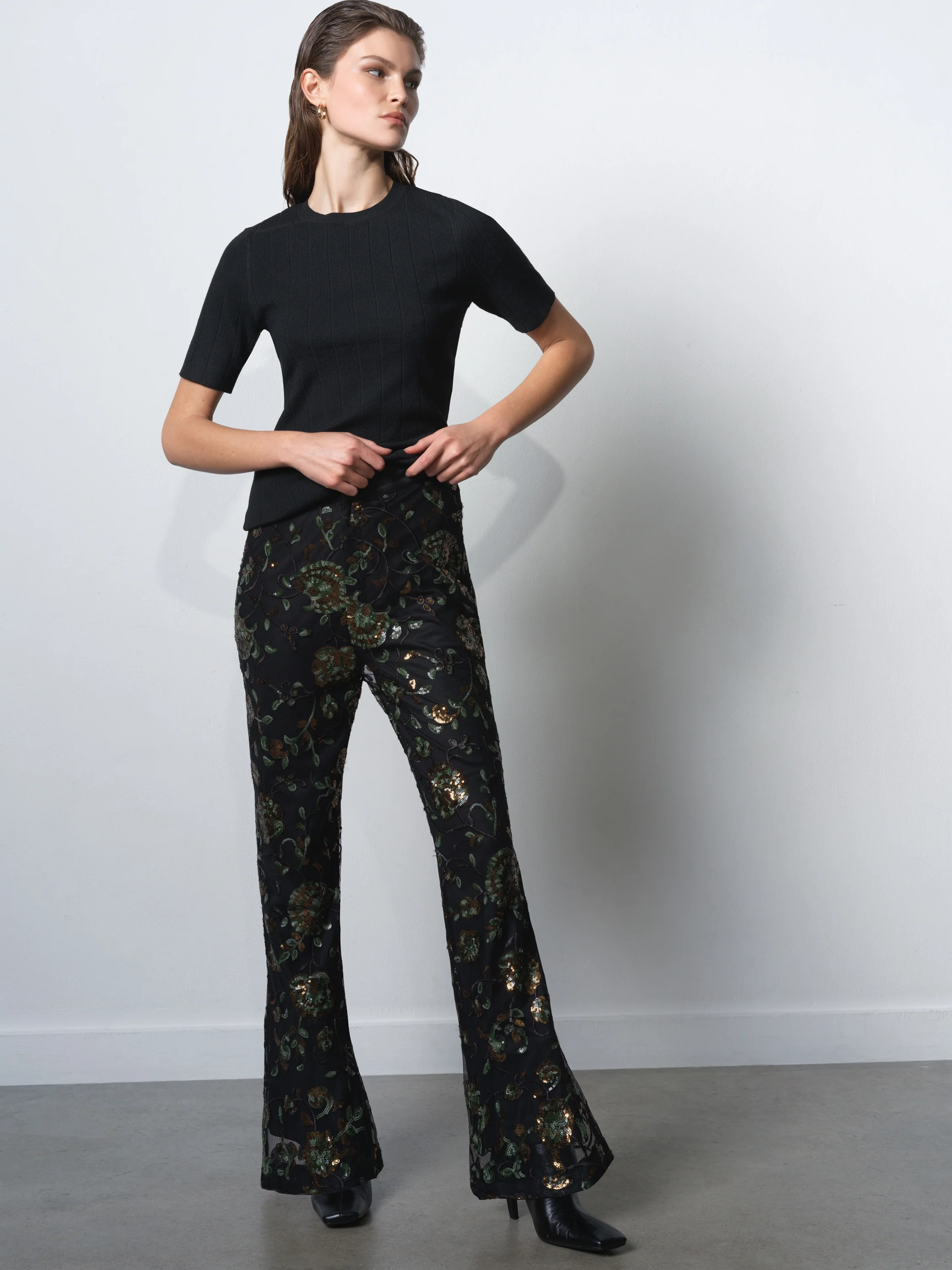 Roshene Sequin Flare Trousers - Image 4