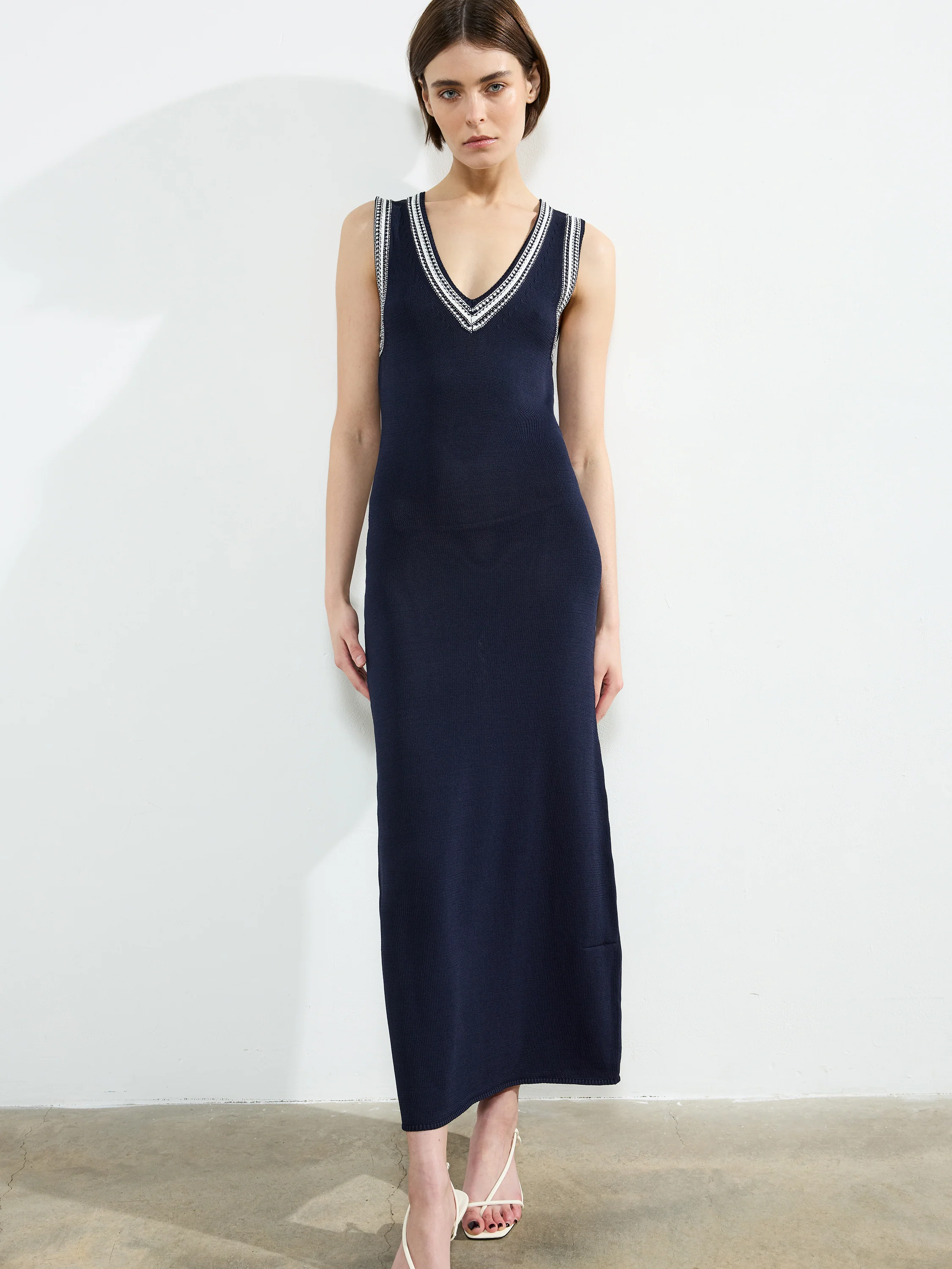 Sage Knitted Trim Dress - Image 2