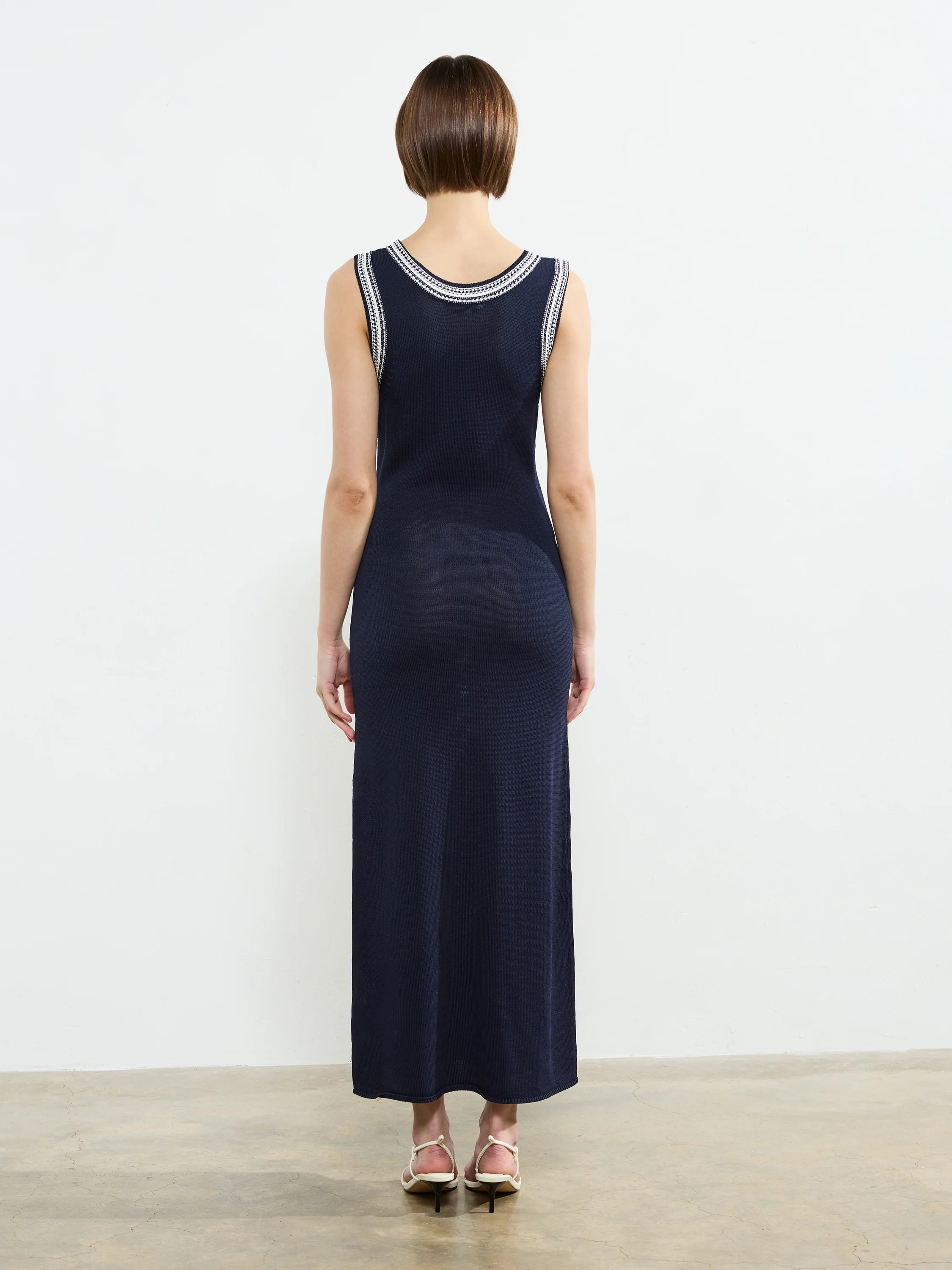 Sage Knitted Trim Dress - Image 4