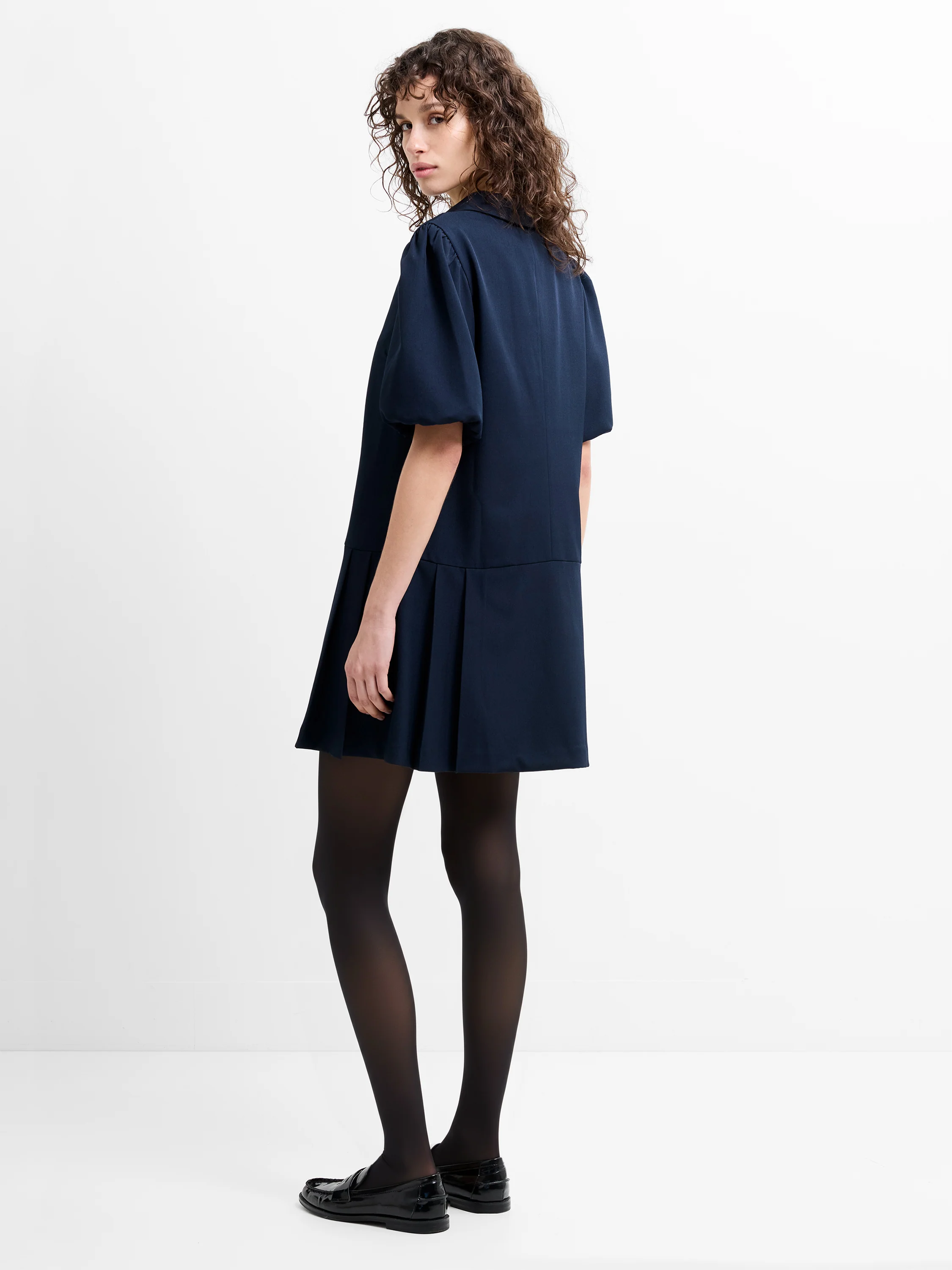 Salma Suiting Puff Sleeve Pleated Mini Dress - Image 5