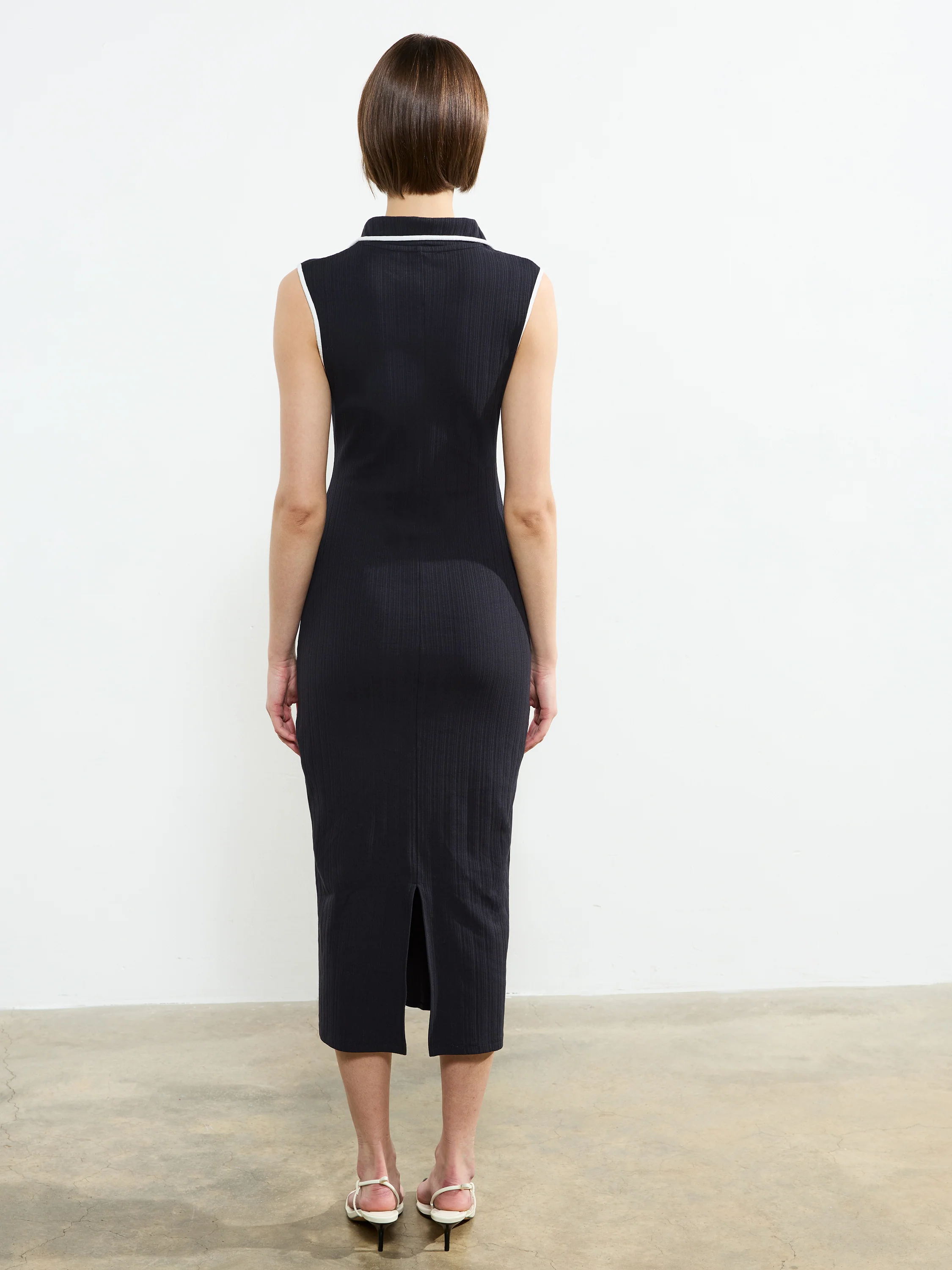 Sasia Rib Binding Collared Midi Dress - Image 4