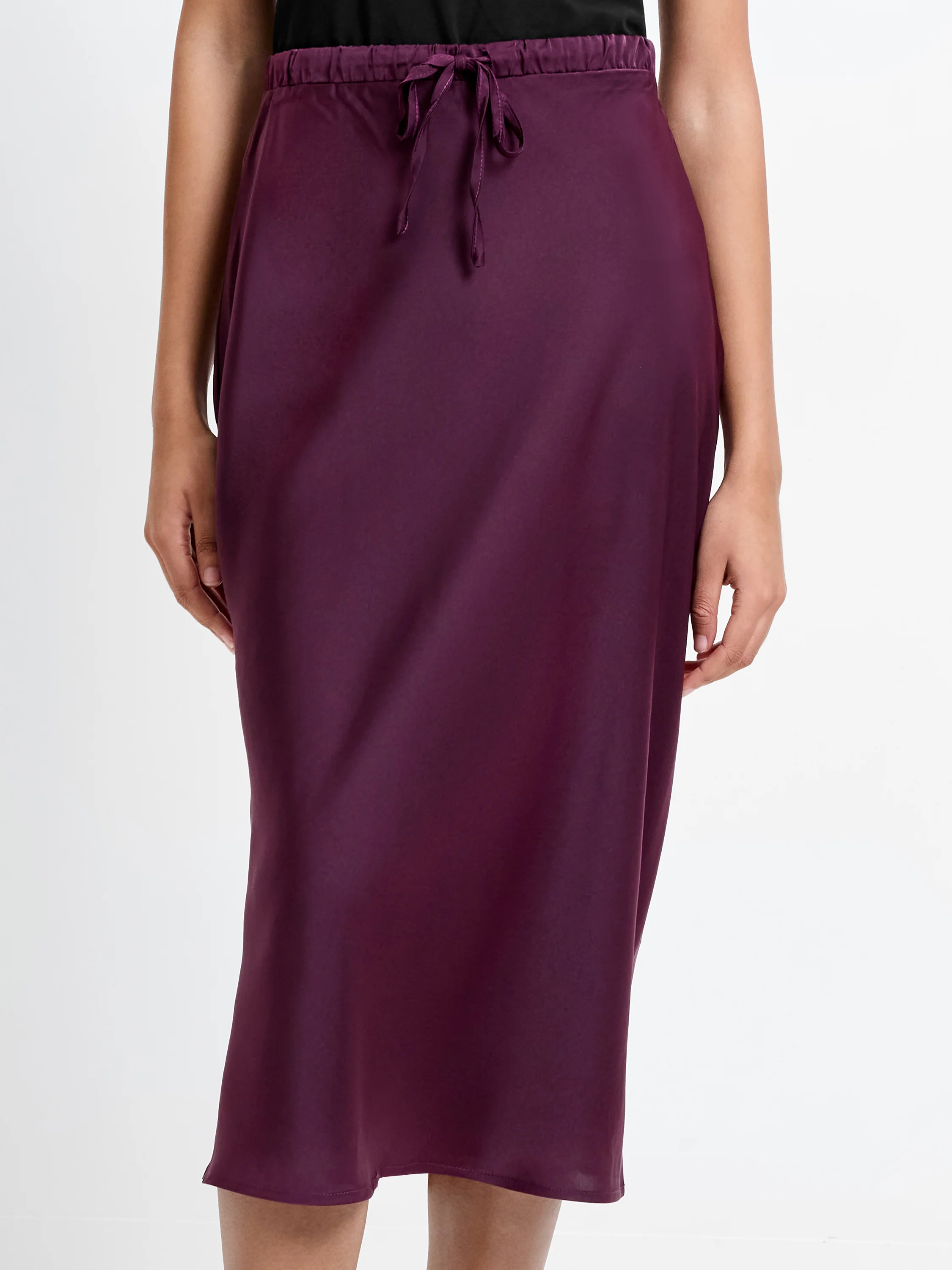 Satin Bias Tie Midi Skirt - Image 2