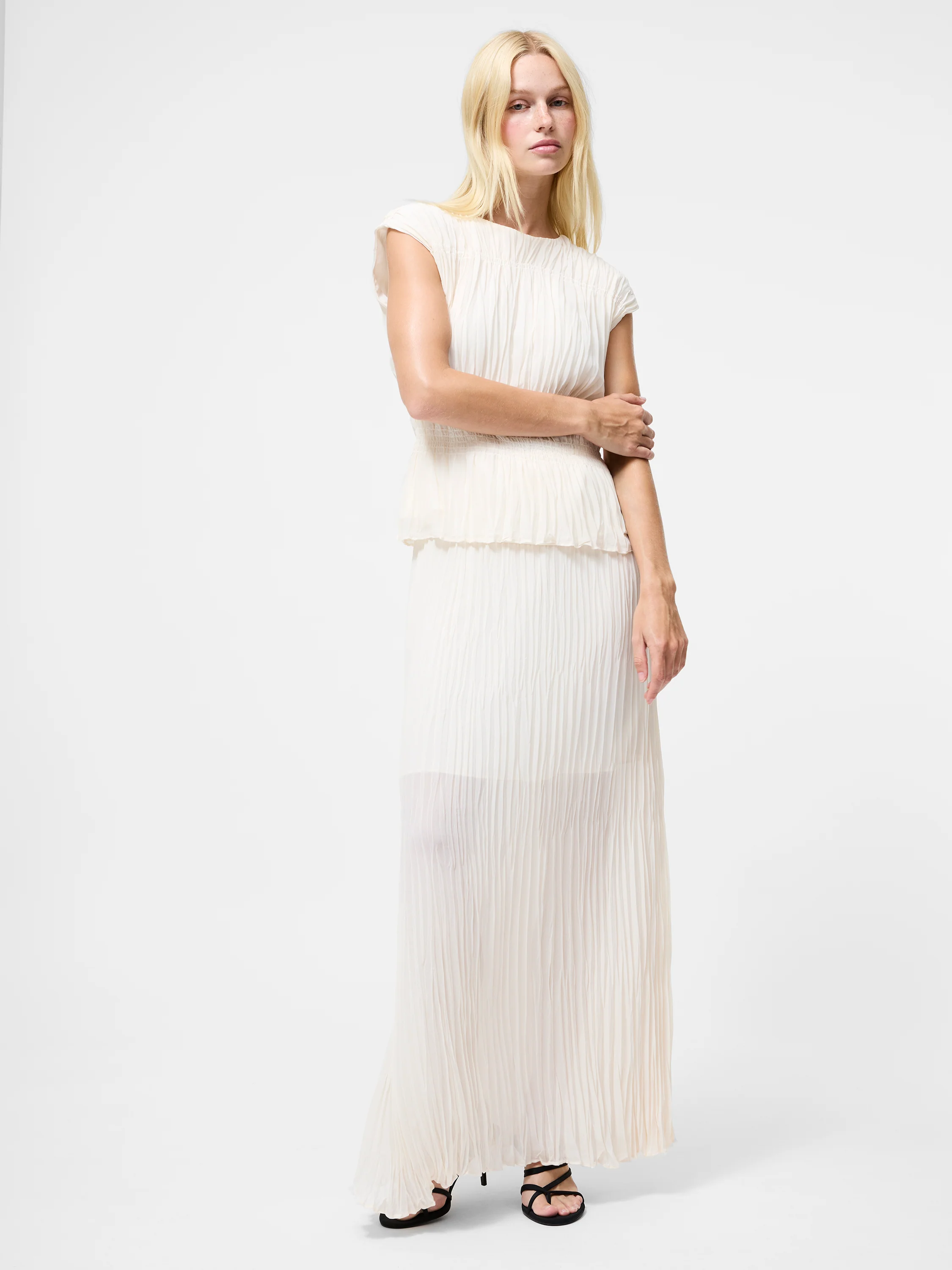 Saylor Pleated Georgette Sleeveless Top