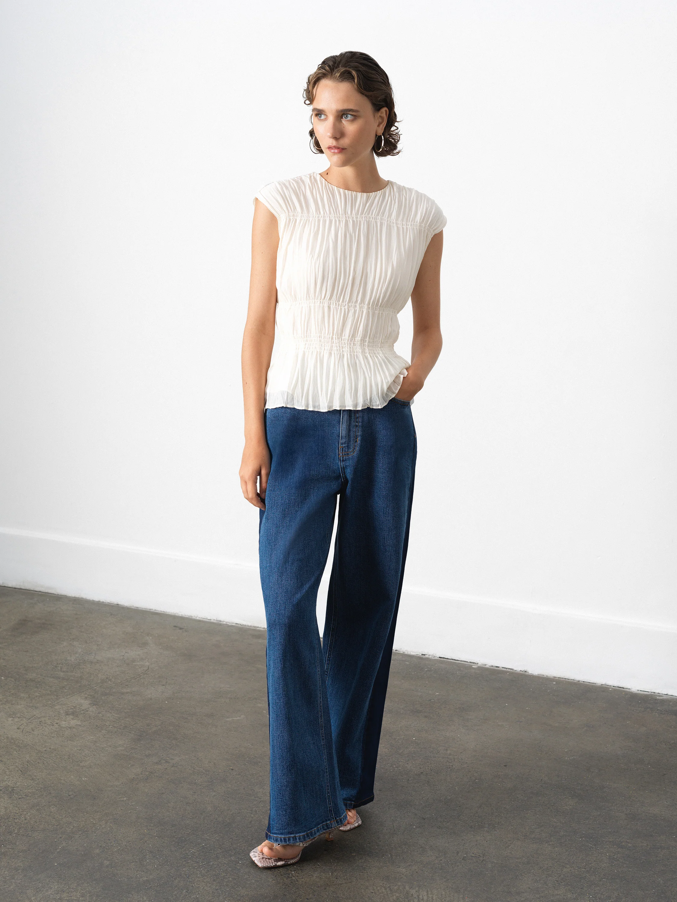 Saylor Pleated Georgette Sleeveless Top - Image 3