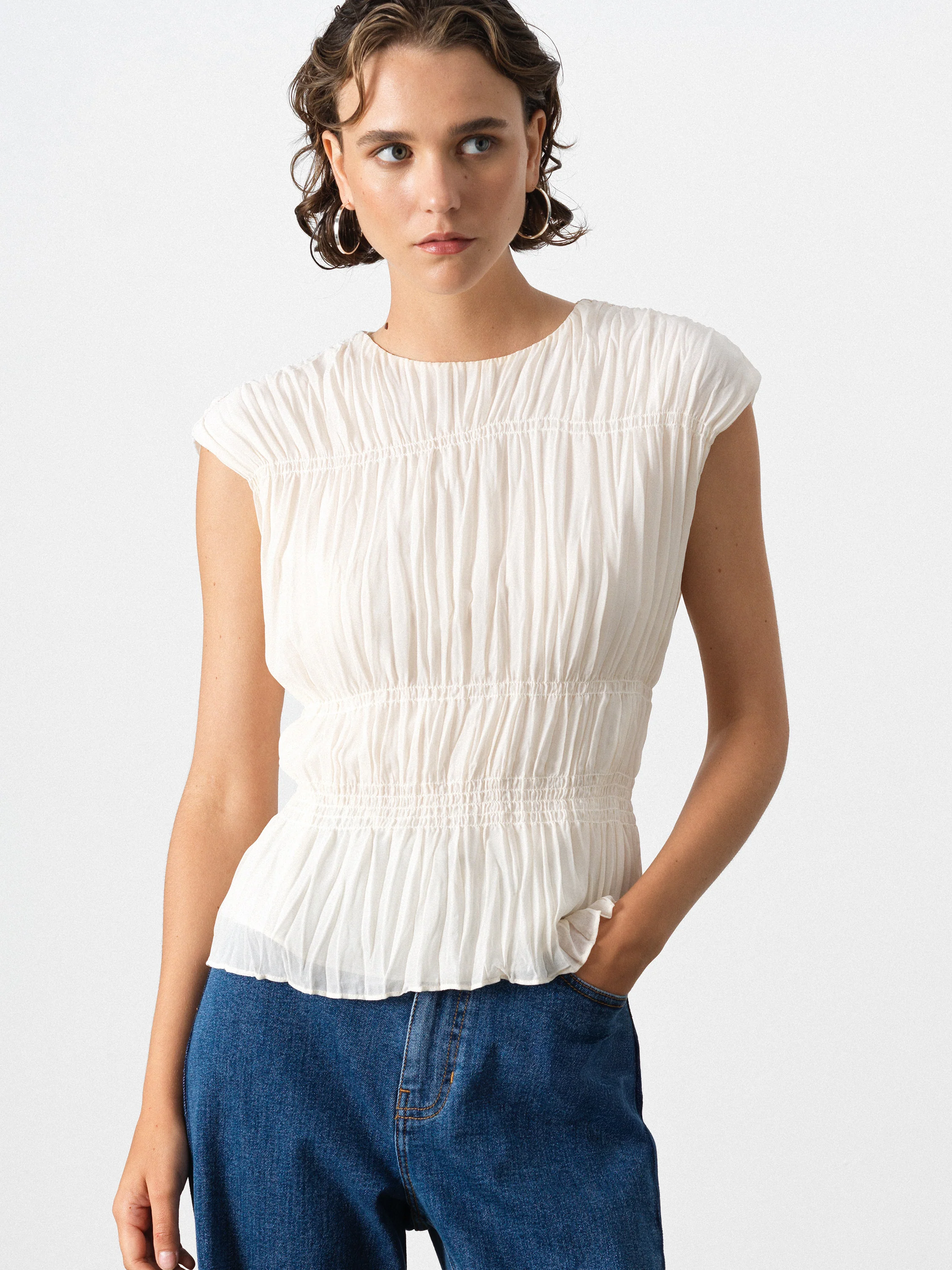 Saylor Pleated Georgette Sleeveless Top - Image 6