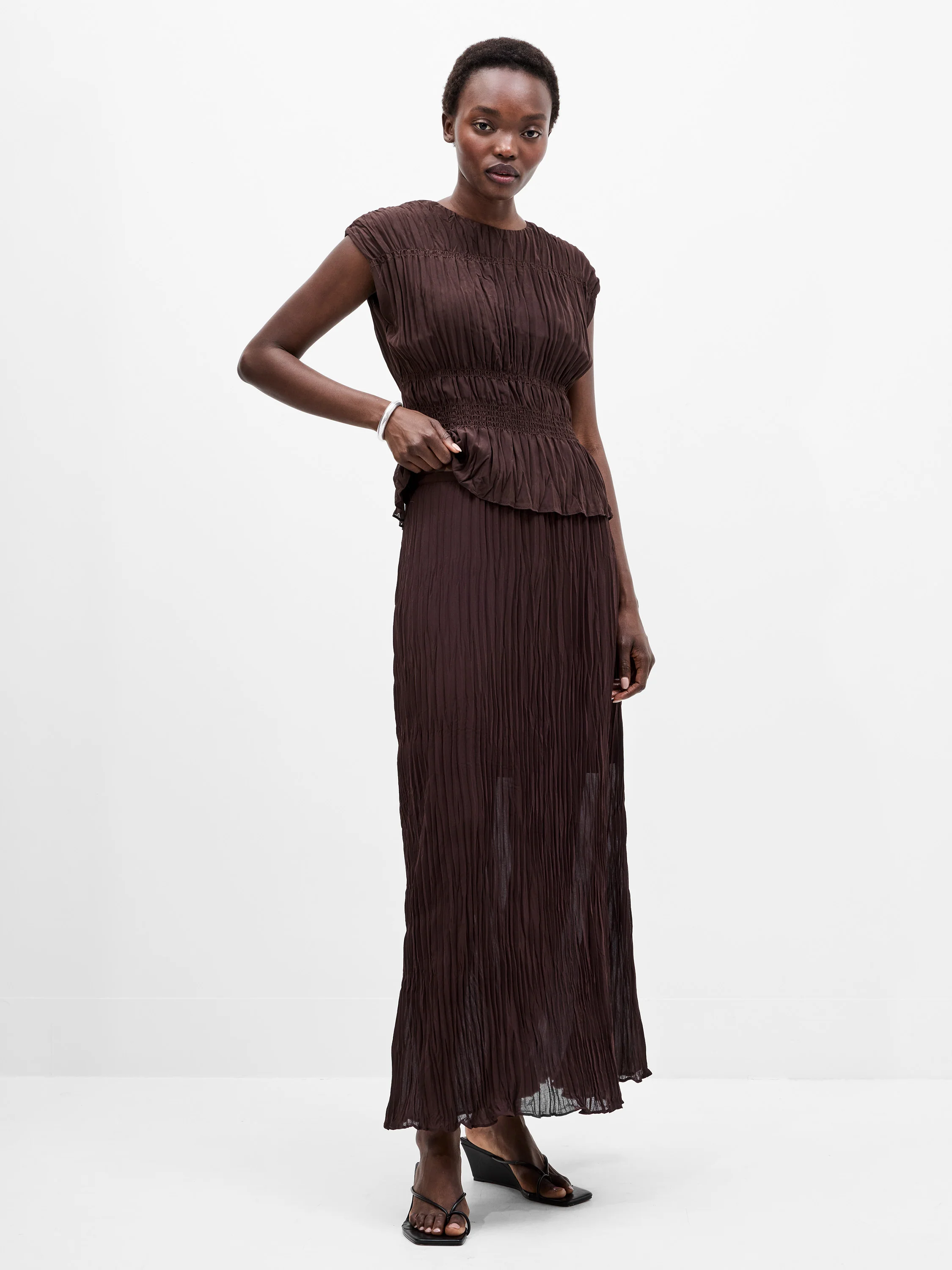 Saylor Pleated Overlay Maxi Skirt - Image 2