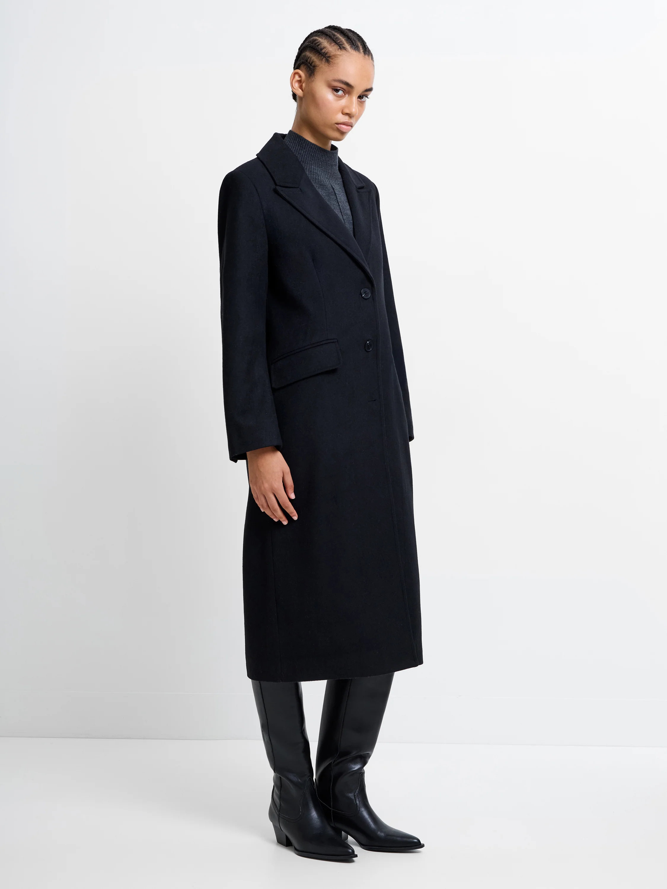Single Breasted Wool Blend Coat - Image 3
