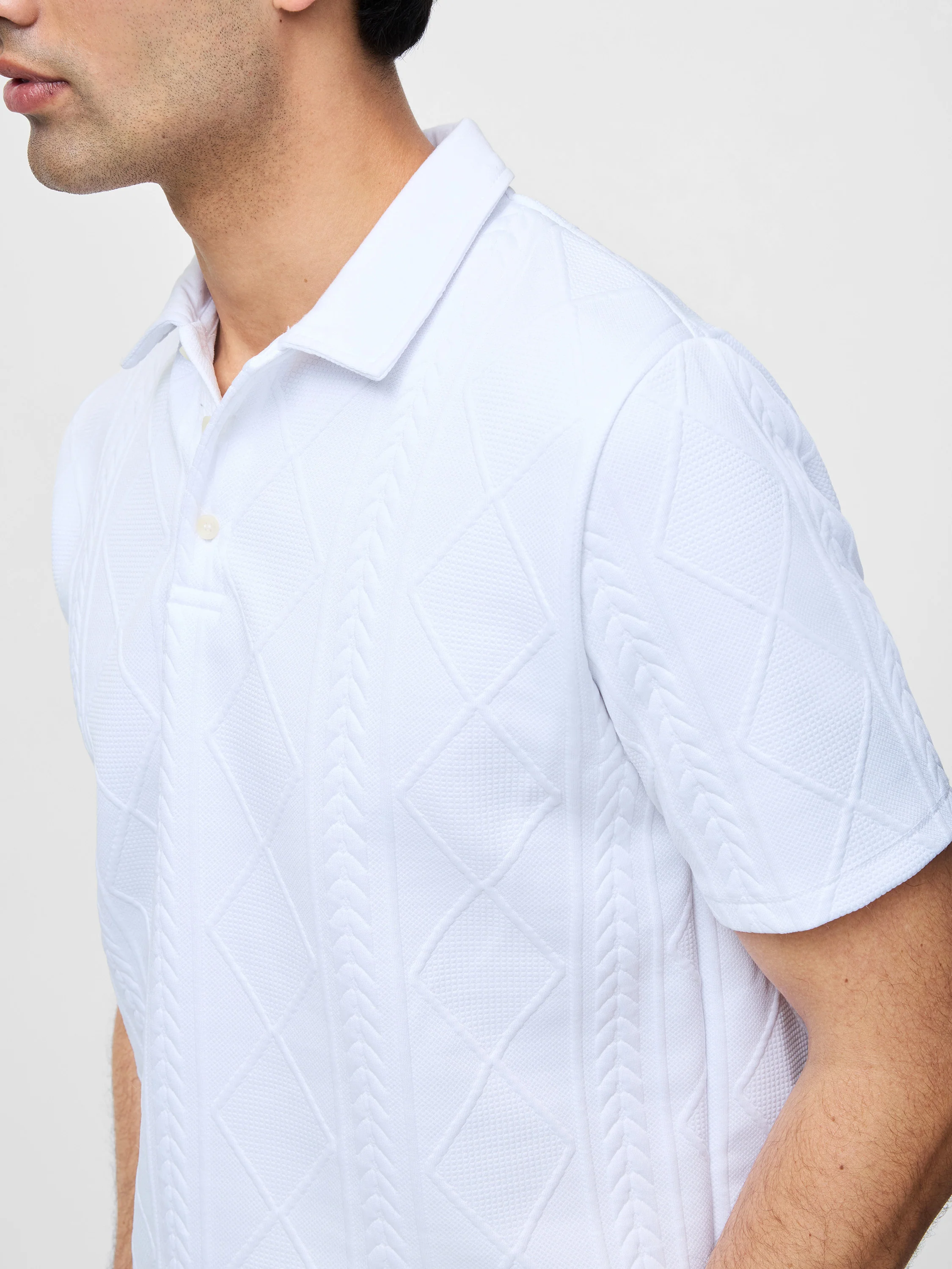 Short Sleeve Jacquard Polo Shirt - Image 4