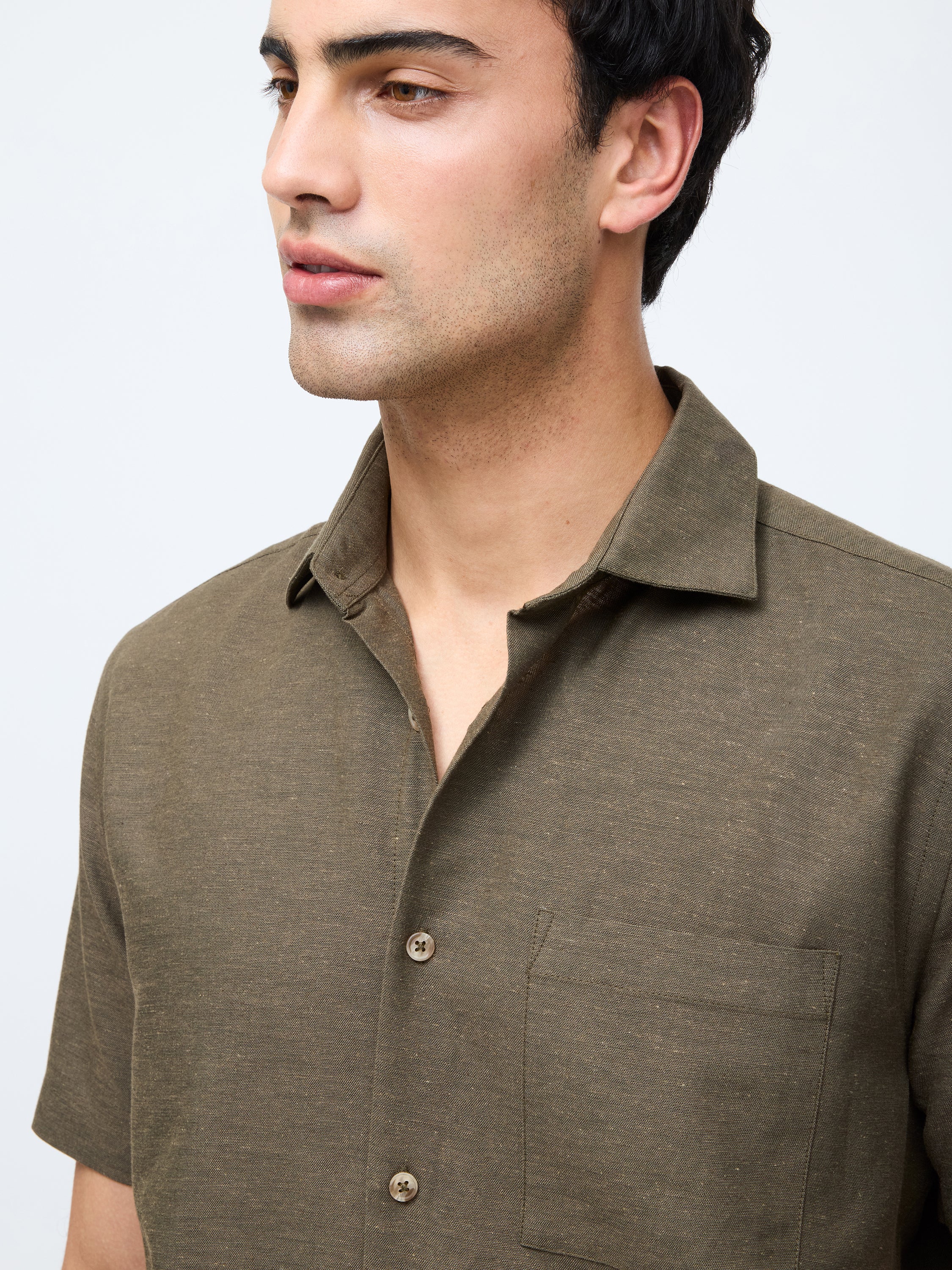 Short Sleeve Linen Blend Shirt - Image 3