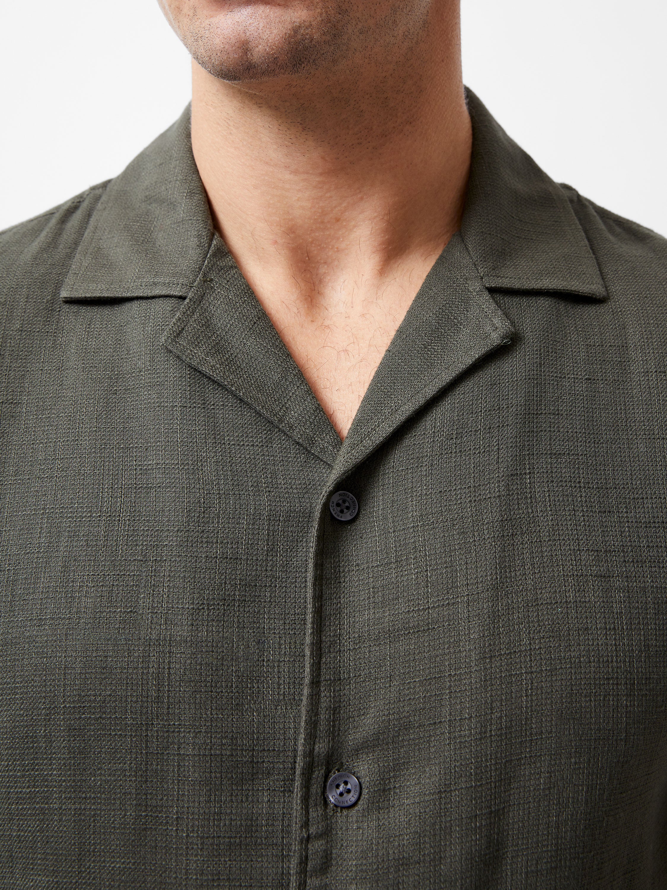 Short Sleeve Matty Weave Revere Shirt - Image 3