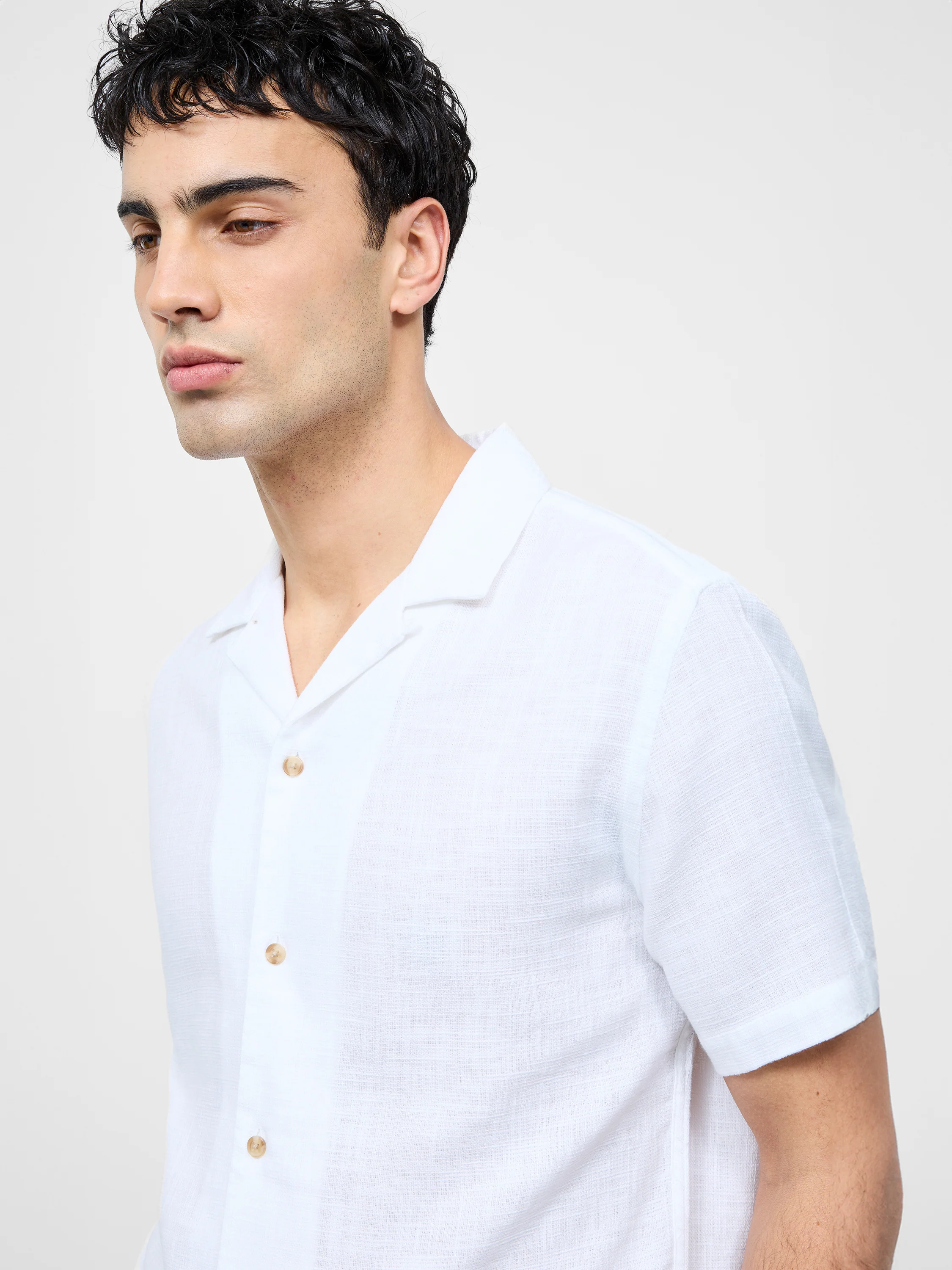 Short Sleeve Matty Weave Revere Shirt - Image 2