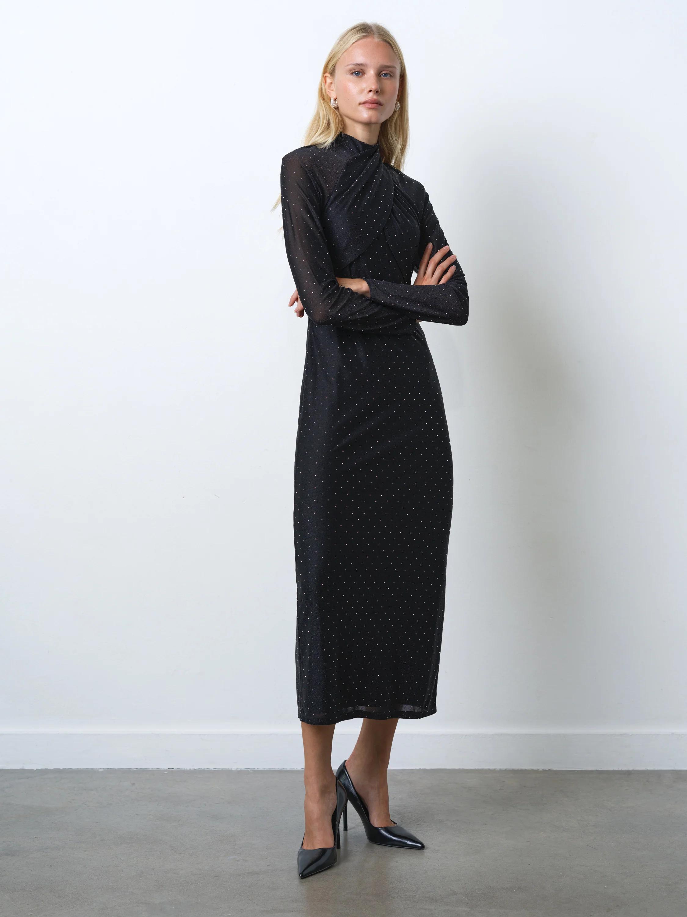Shosana Hotfix Diamante Wrapover Midi Dress - Image 3