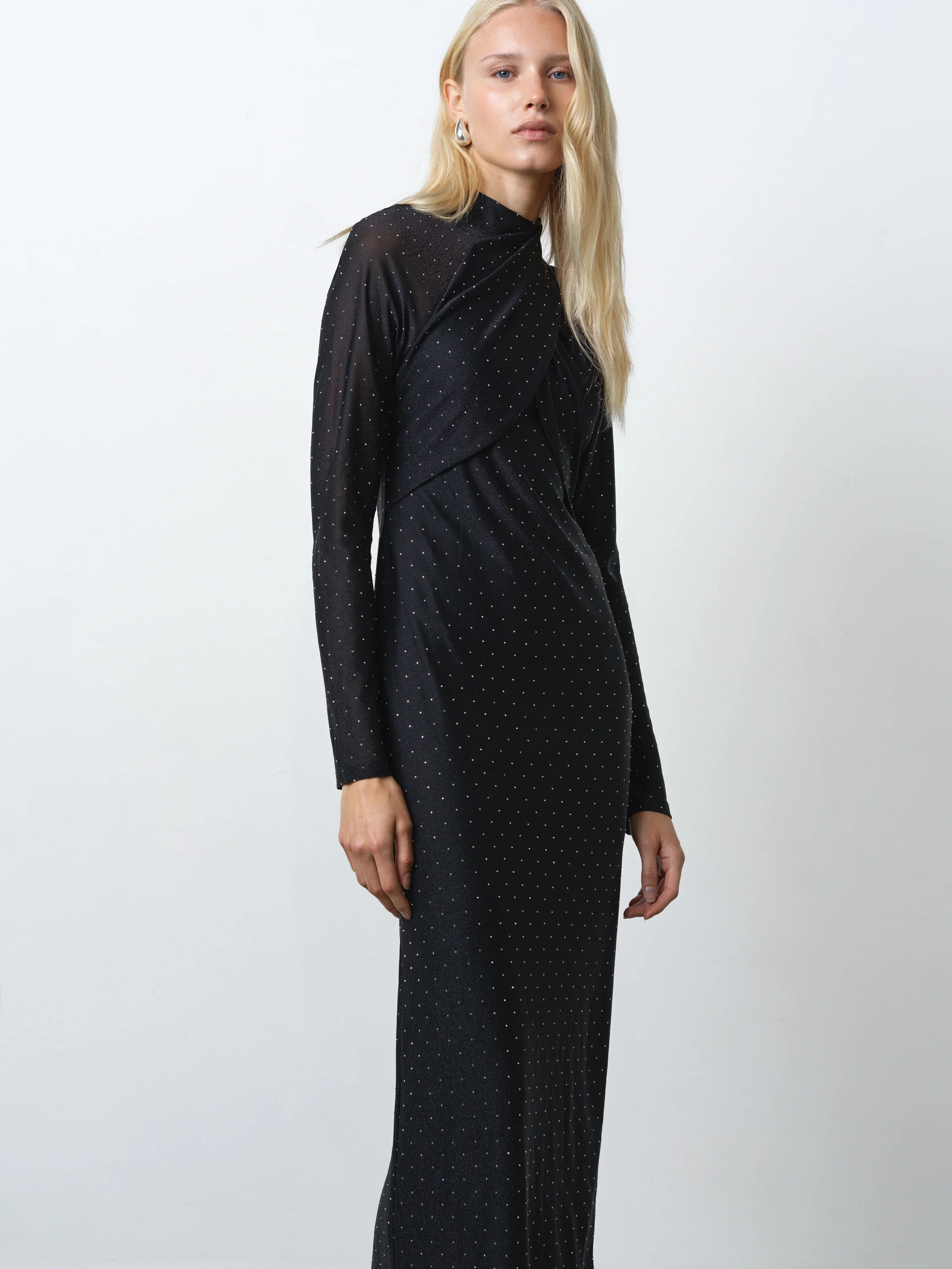Shosana Hotfix Diamante Wrapover Midi Dress - Image 4