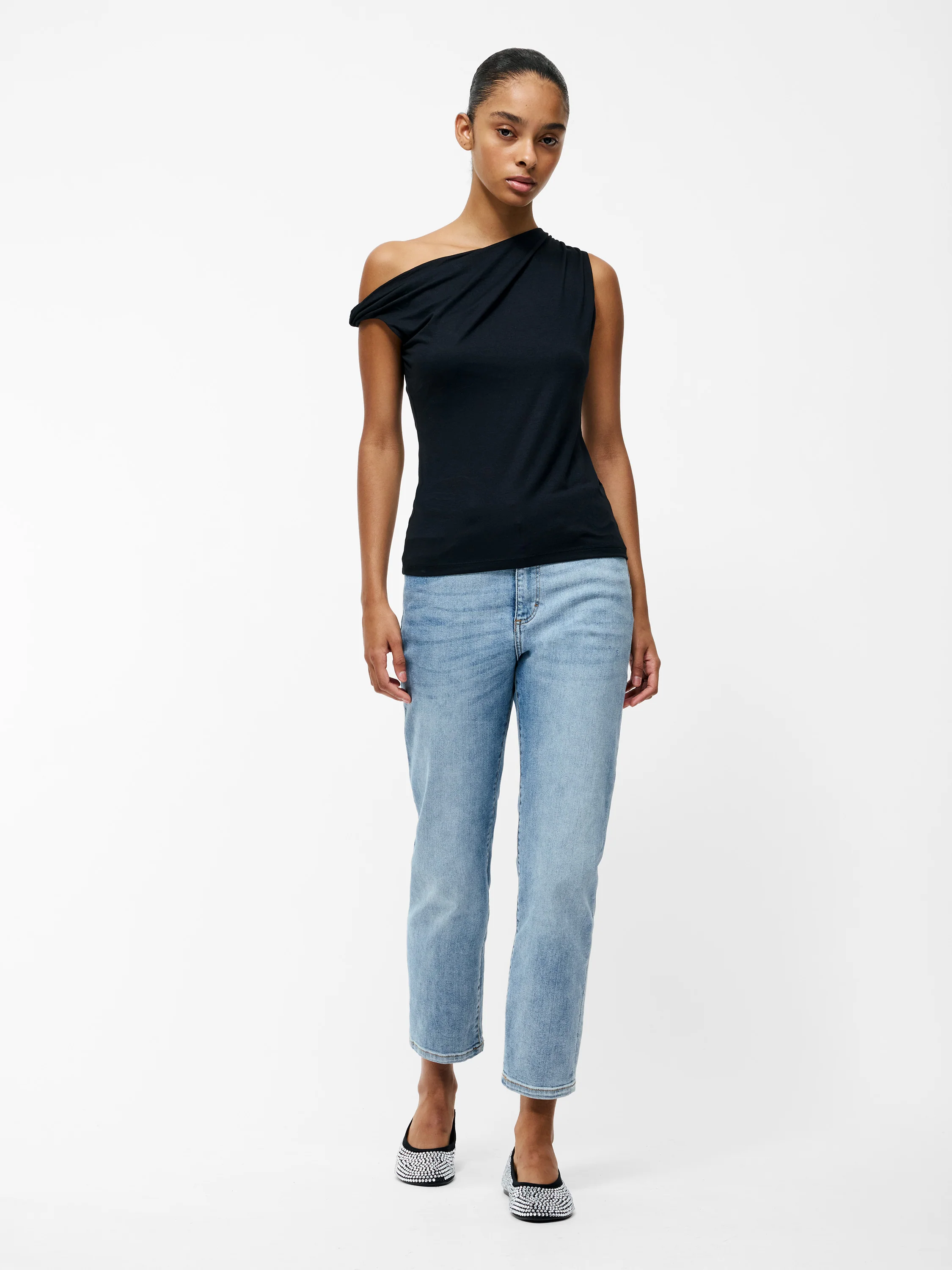 Sia Jersey Asymmetric Draped Top - Image 3