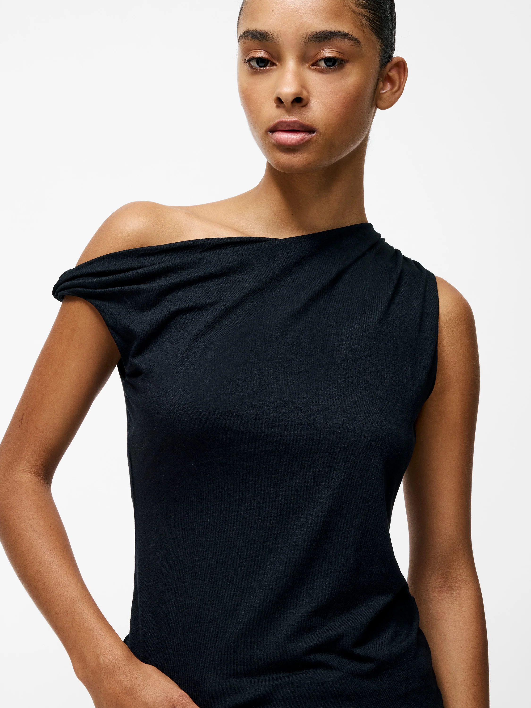 Sia Jersey Asymmetric Draped Top - Image 4