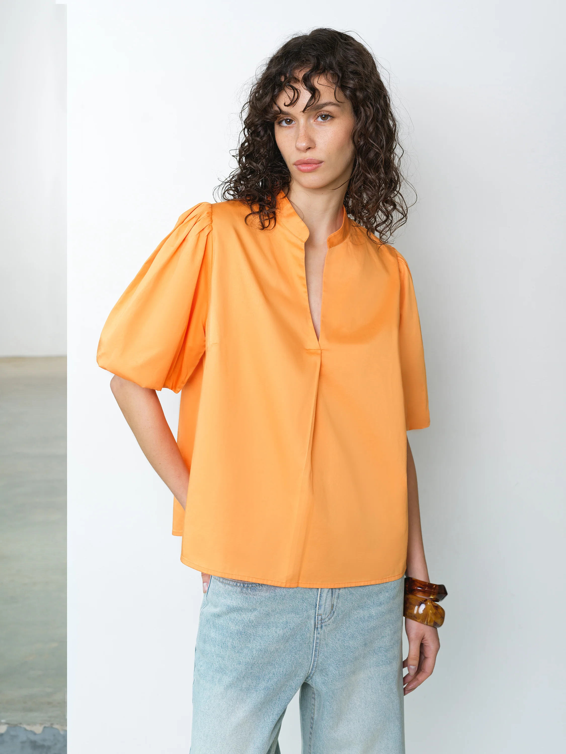 Sindey Cotton Puff Sleeve Popover Shirt - Image 3
