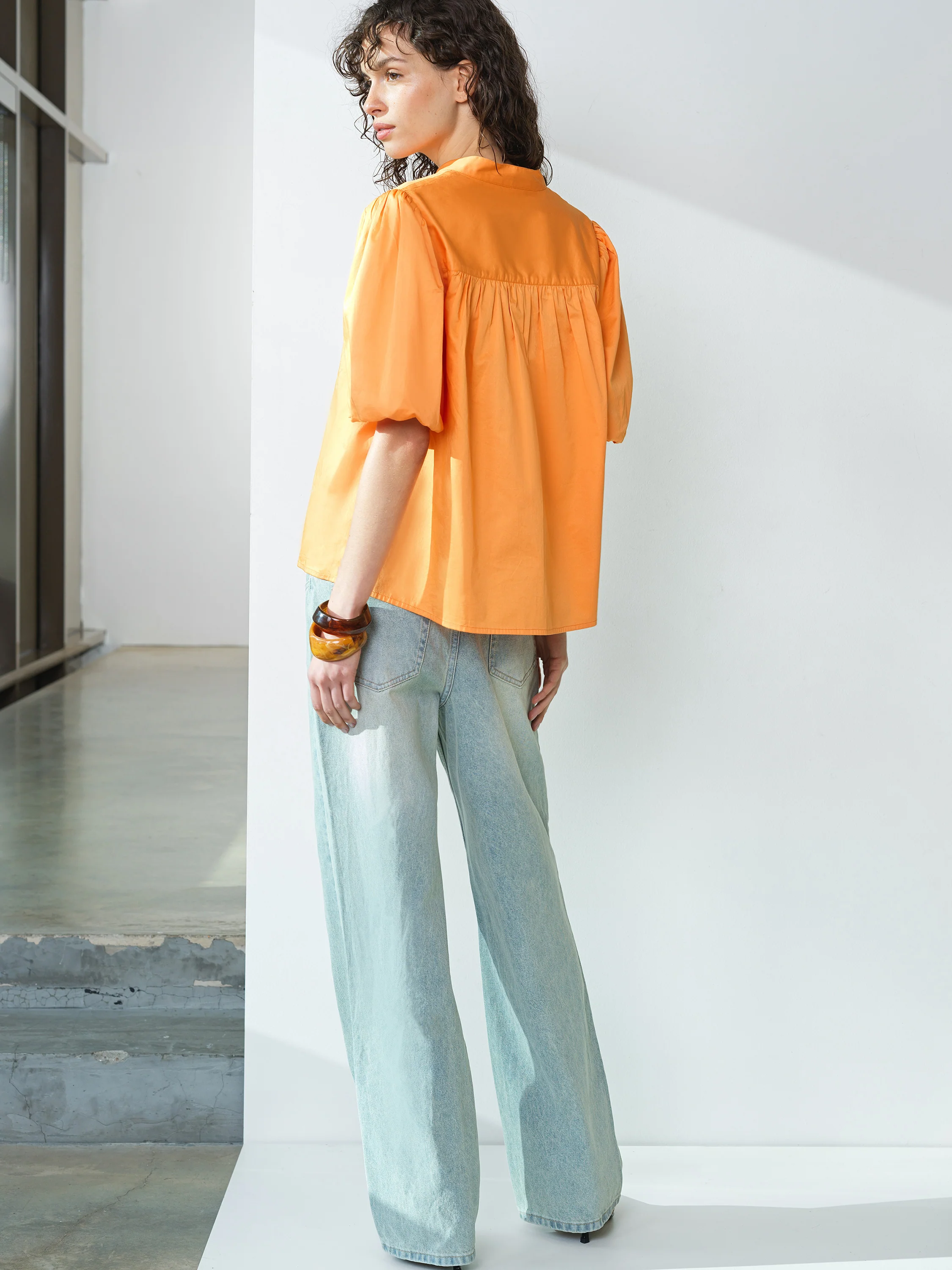 Sindey Cotton Puff Sleeve Popover Shirt - Image 5