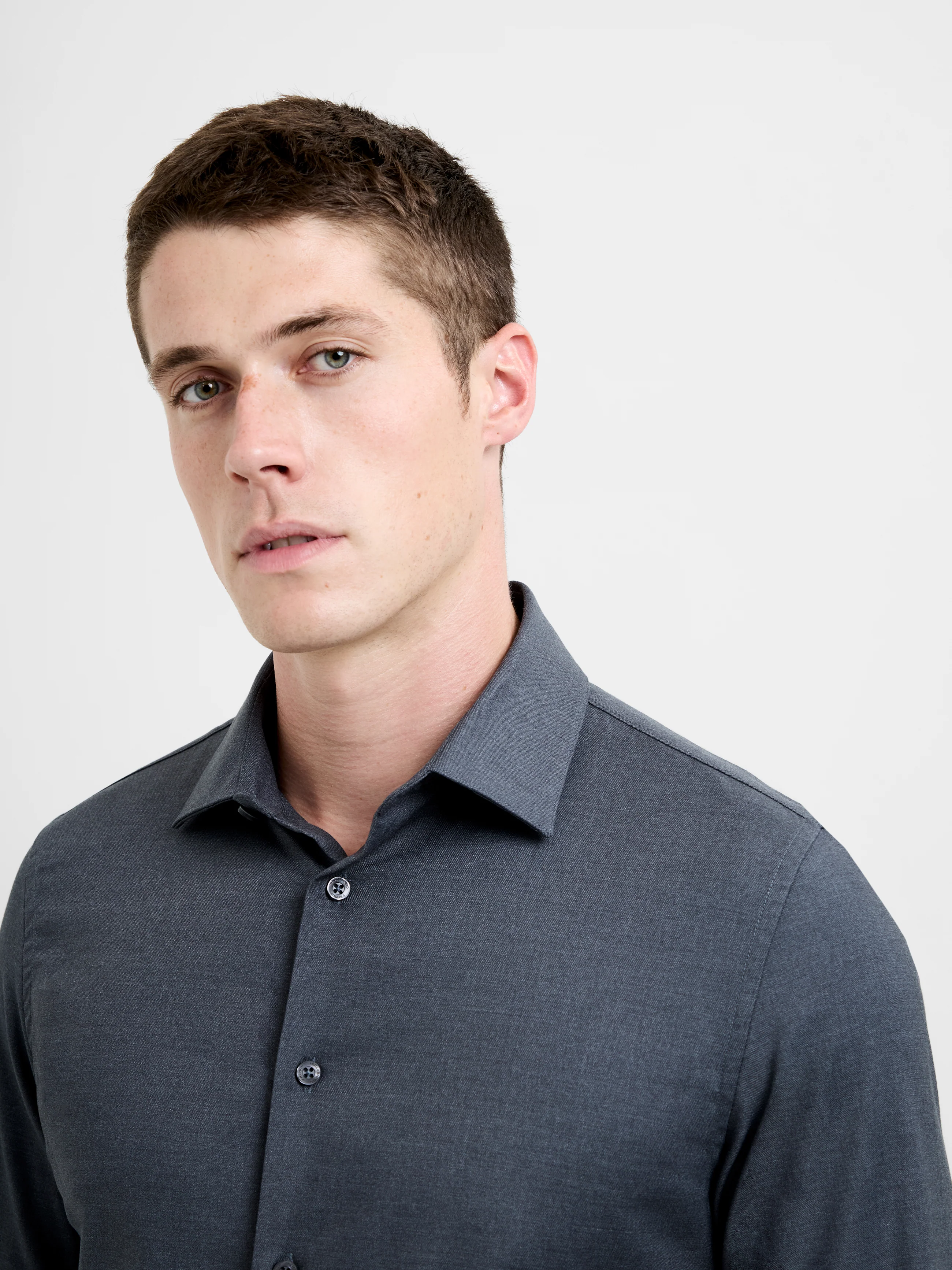 Slim Fit Wool Blend Long Sleeve Shirt - Image 4