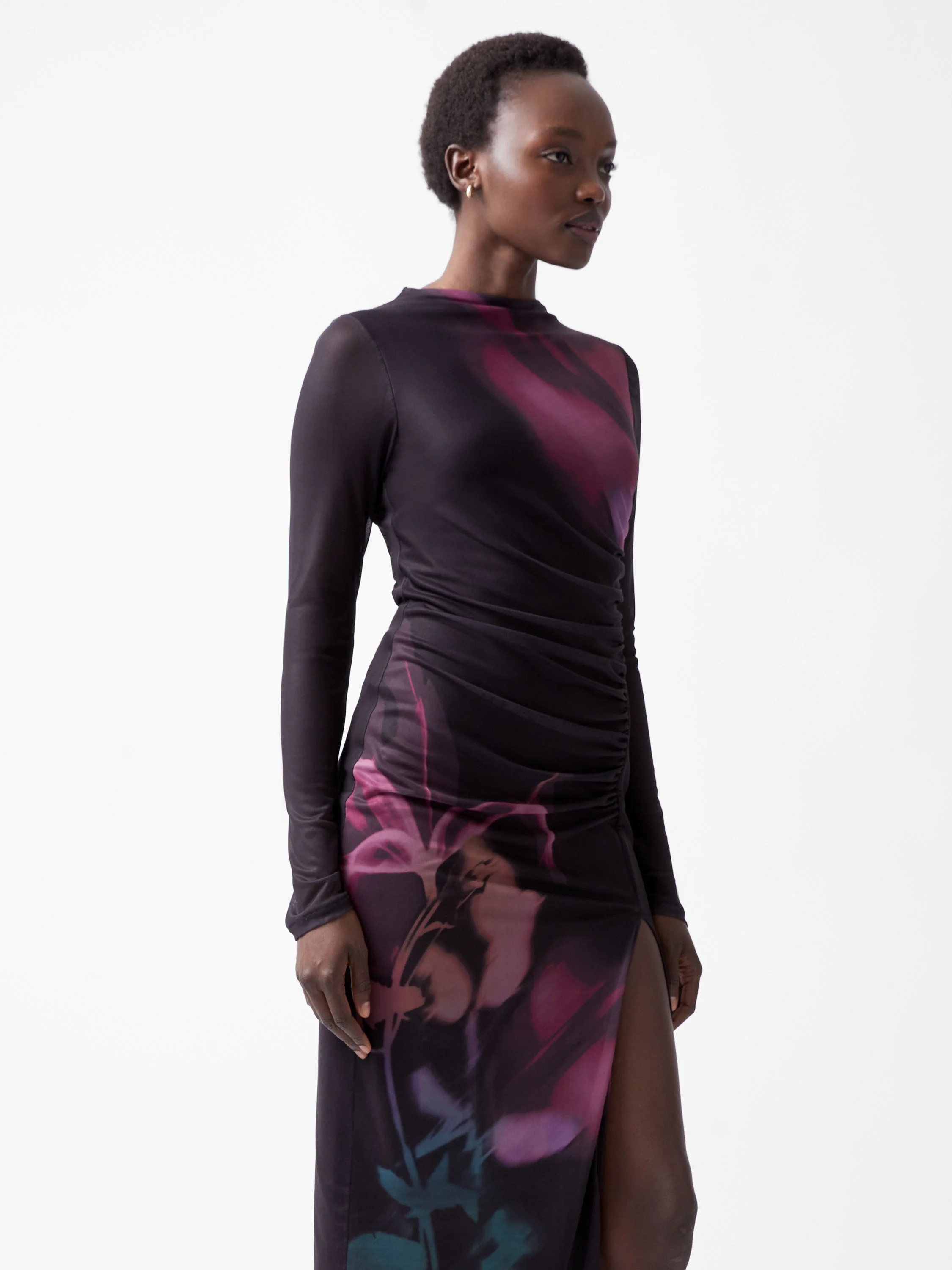Smokey Placement Floral Long Sleeve Dress - Image 2