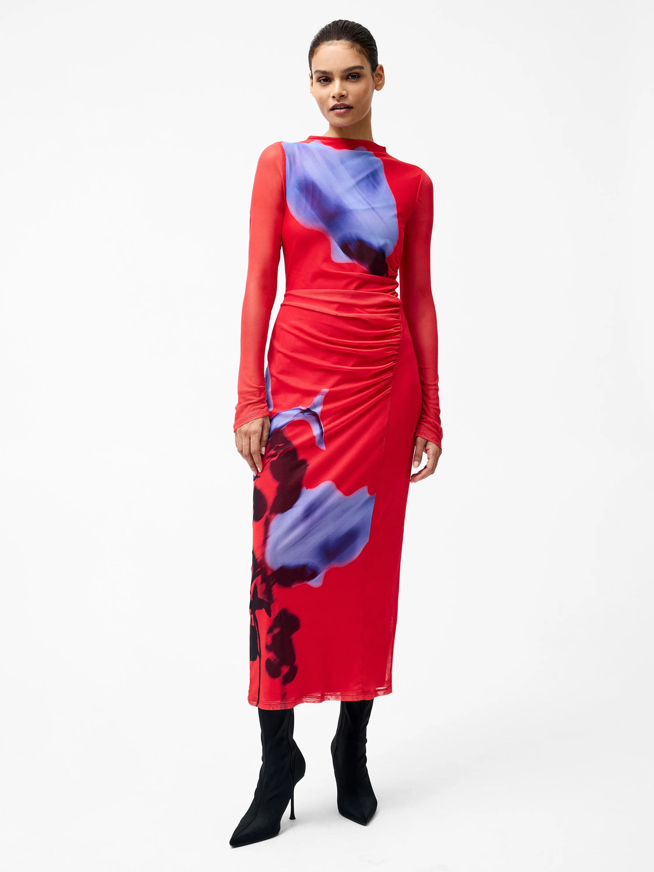 Smokey Placement Long Sleeve Floral Dress - Image 3
