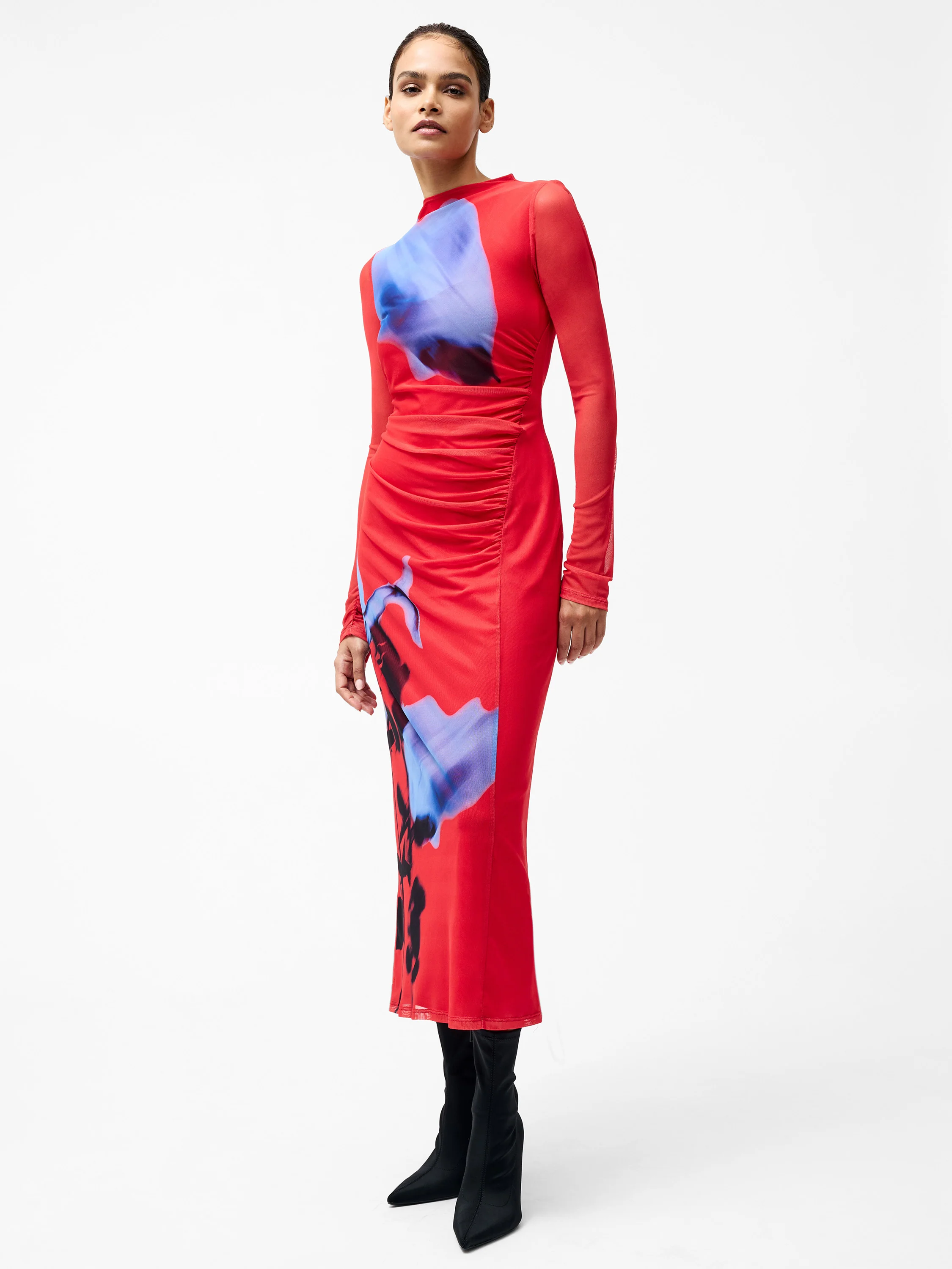 Smokey Placement Long Sleeve Floral Dress - Image 5