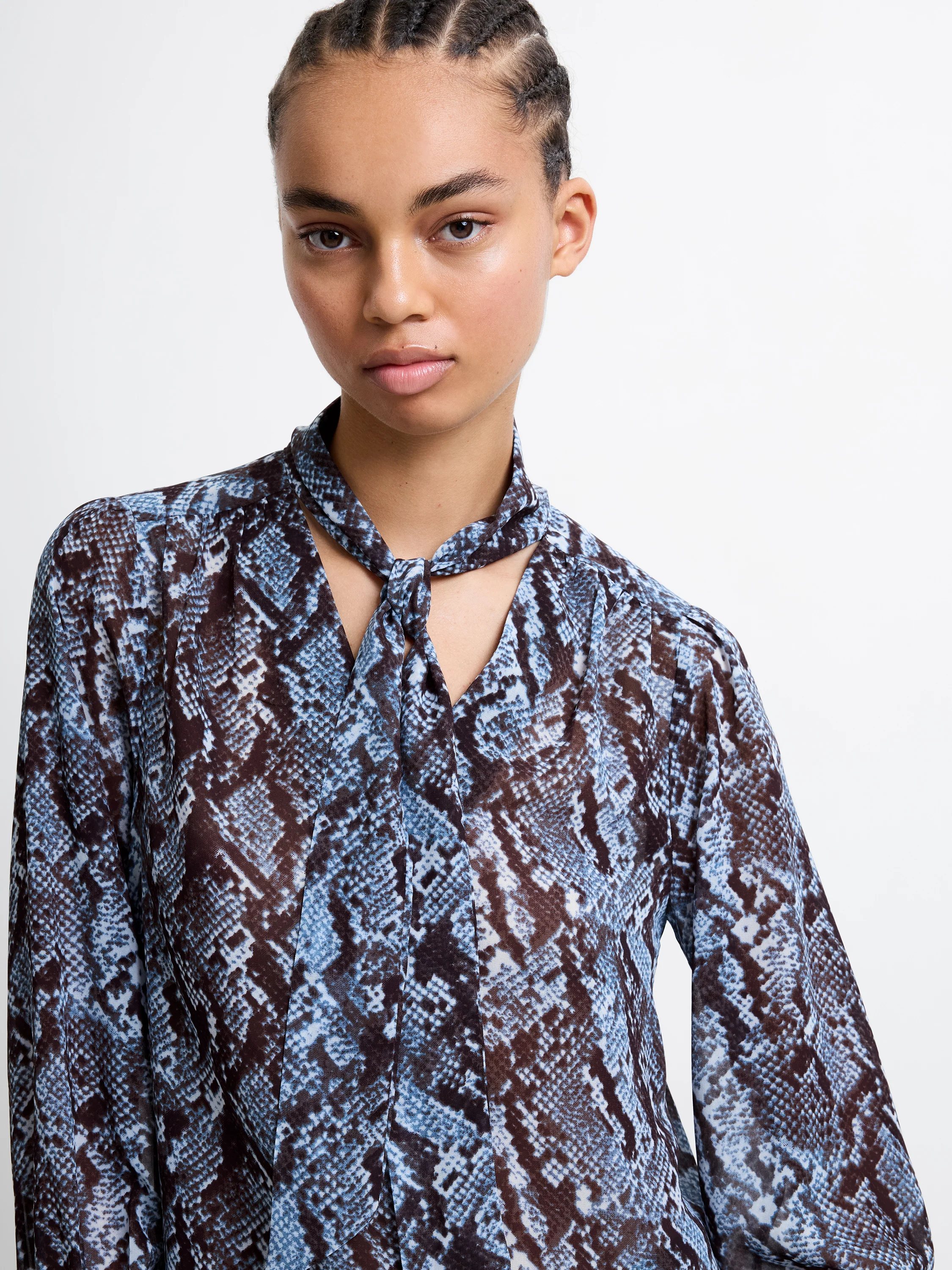 Snake Print Tie Neck Top - Image 3