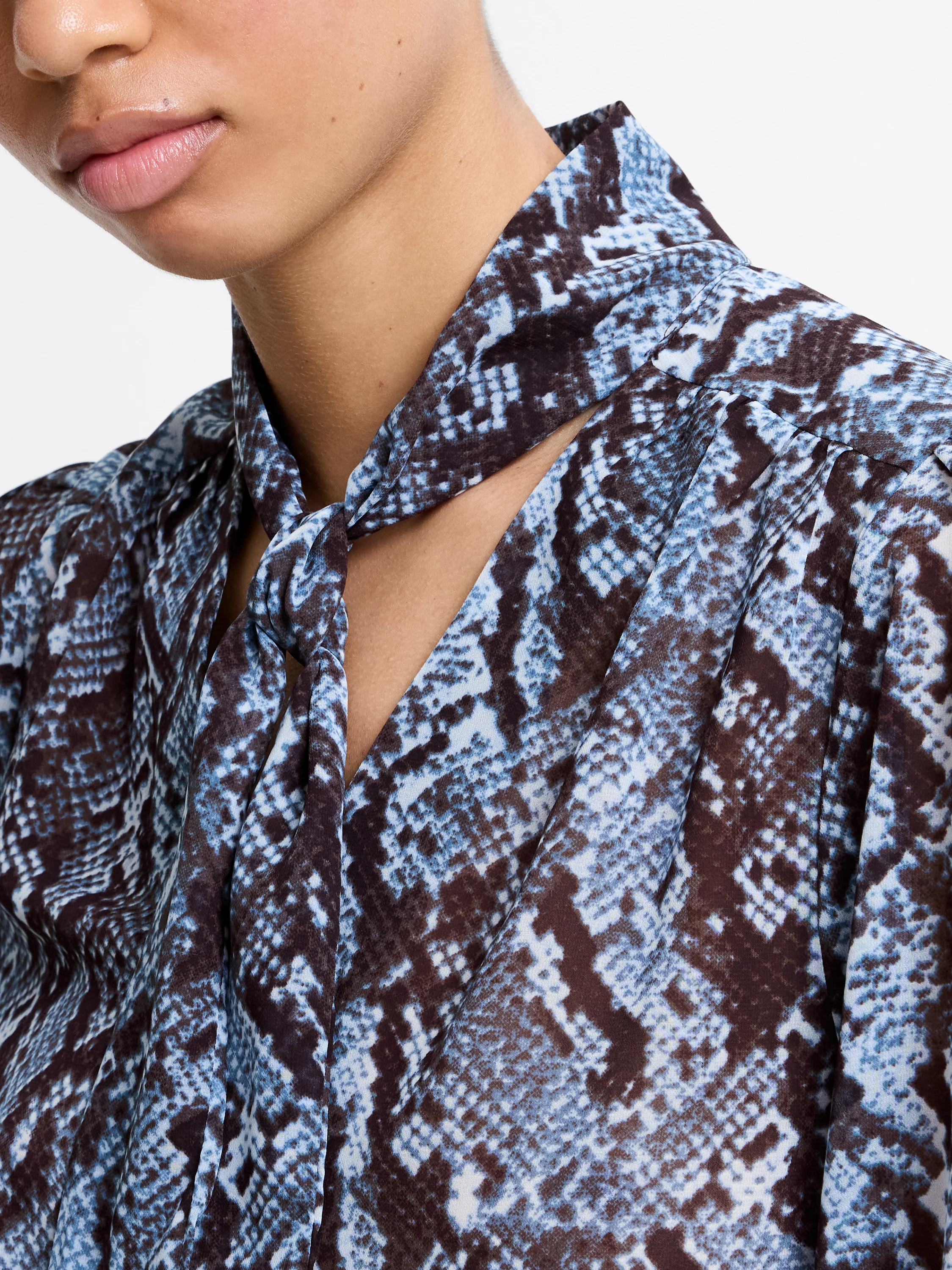 Snake Print Tie Neck Top - Image 4