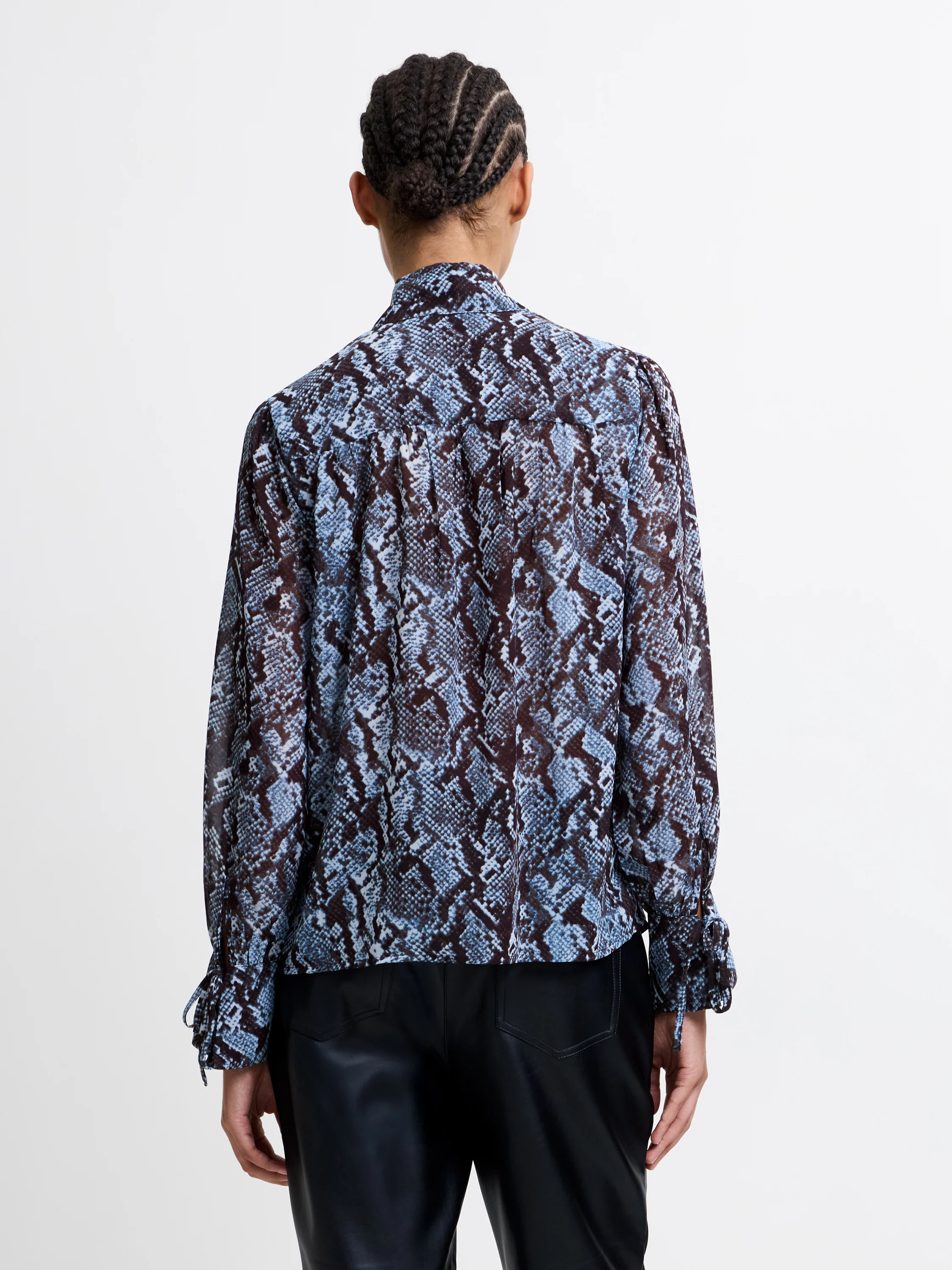 Snake Print Tie Neck Top - Image 5