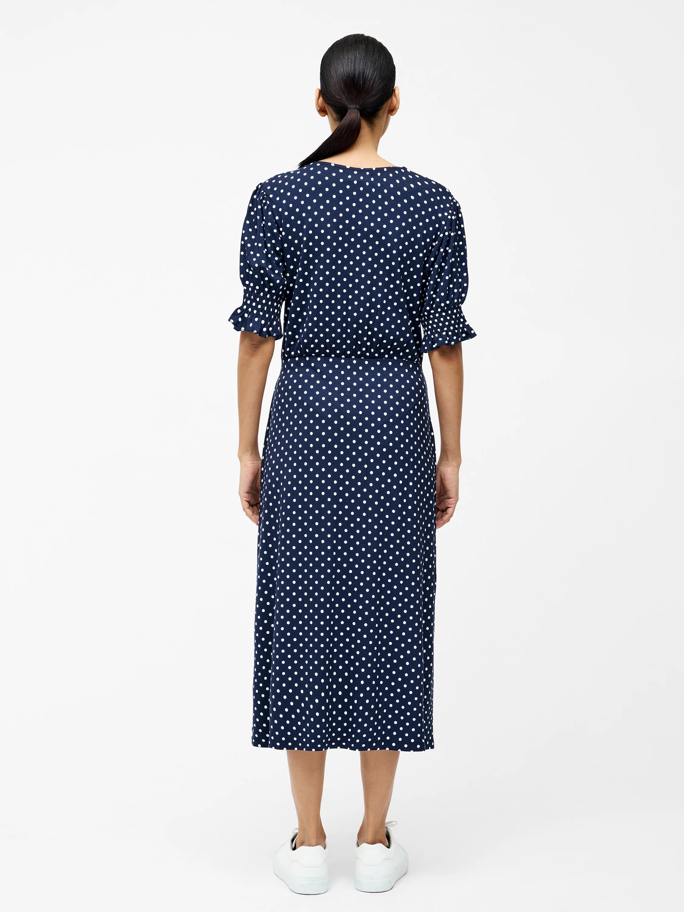 Spot Button Through Midi Dress - Image 5
