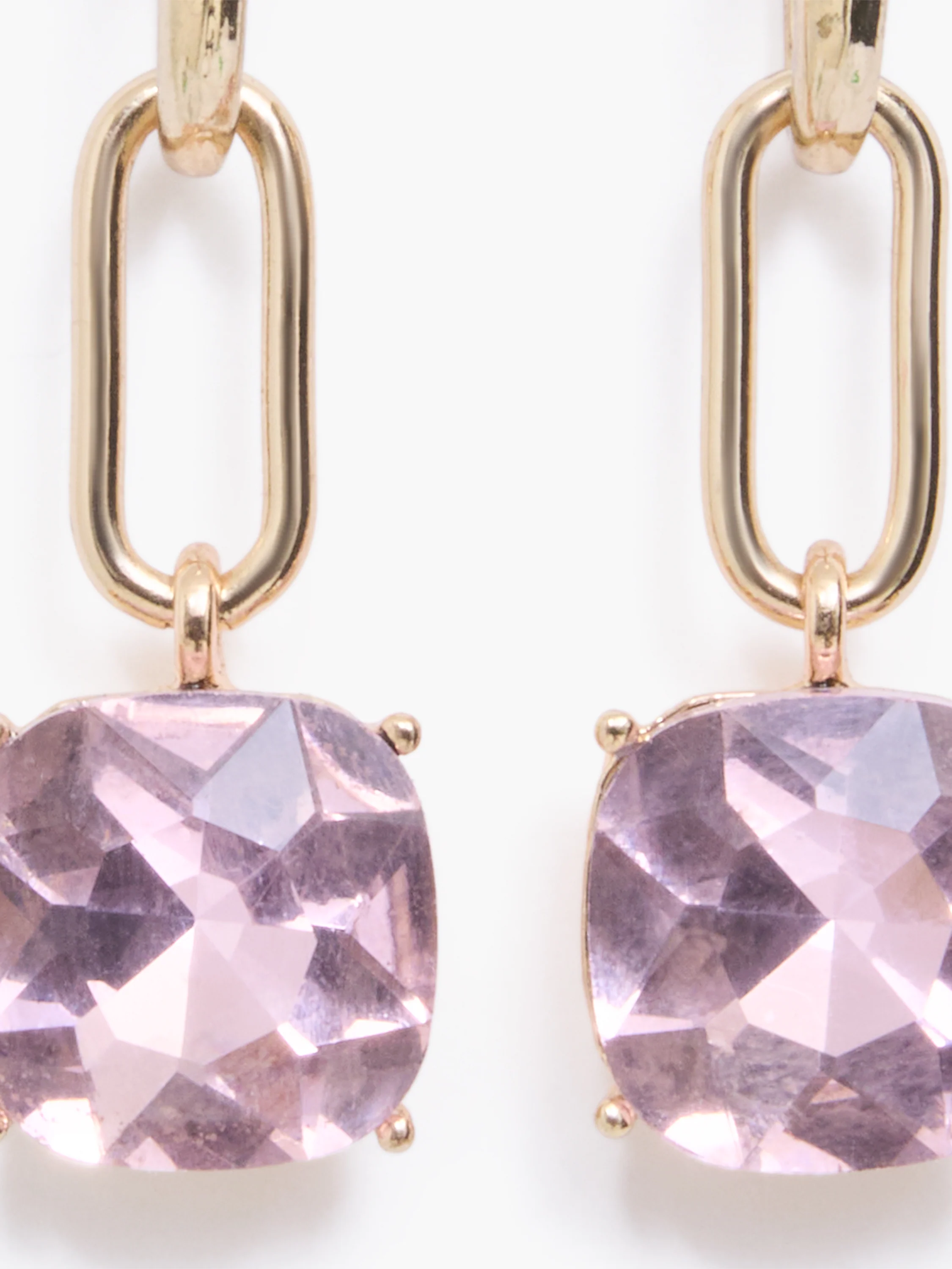 Square Crystal Link Drop Earrings - Image 2