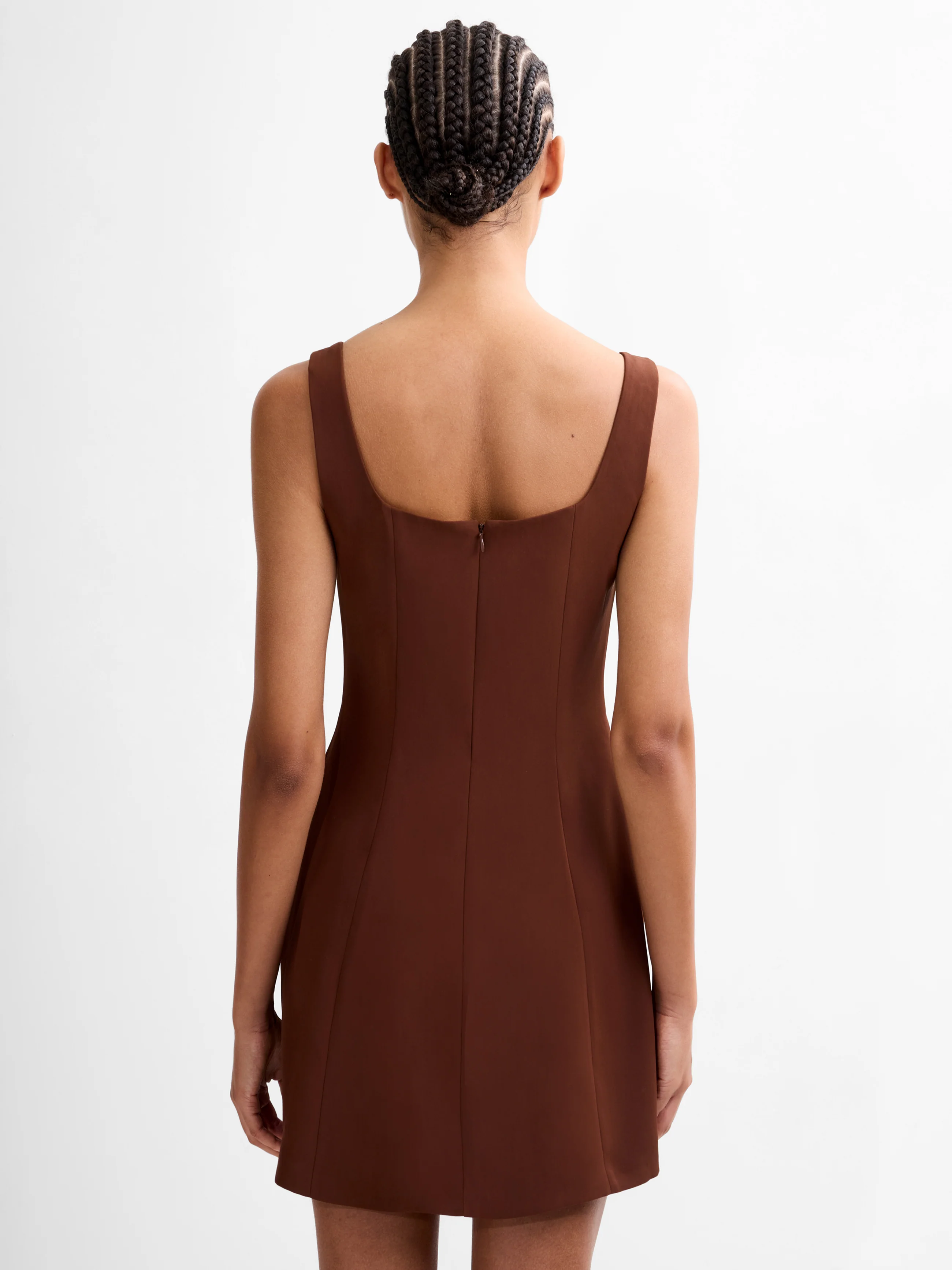 Square Neck Inverted Pleat Mini Dress - Image 5