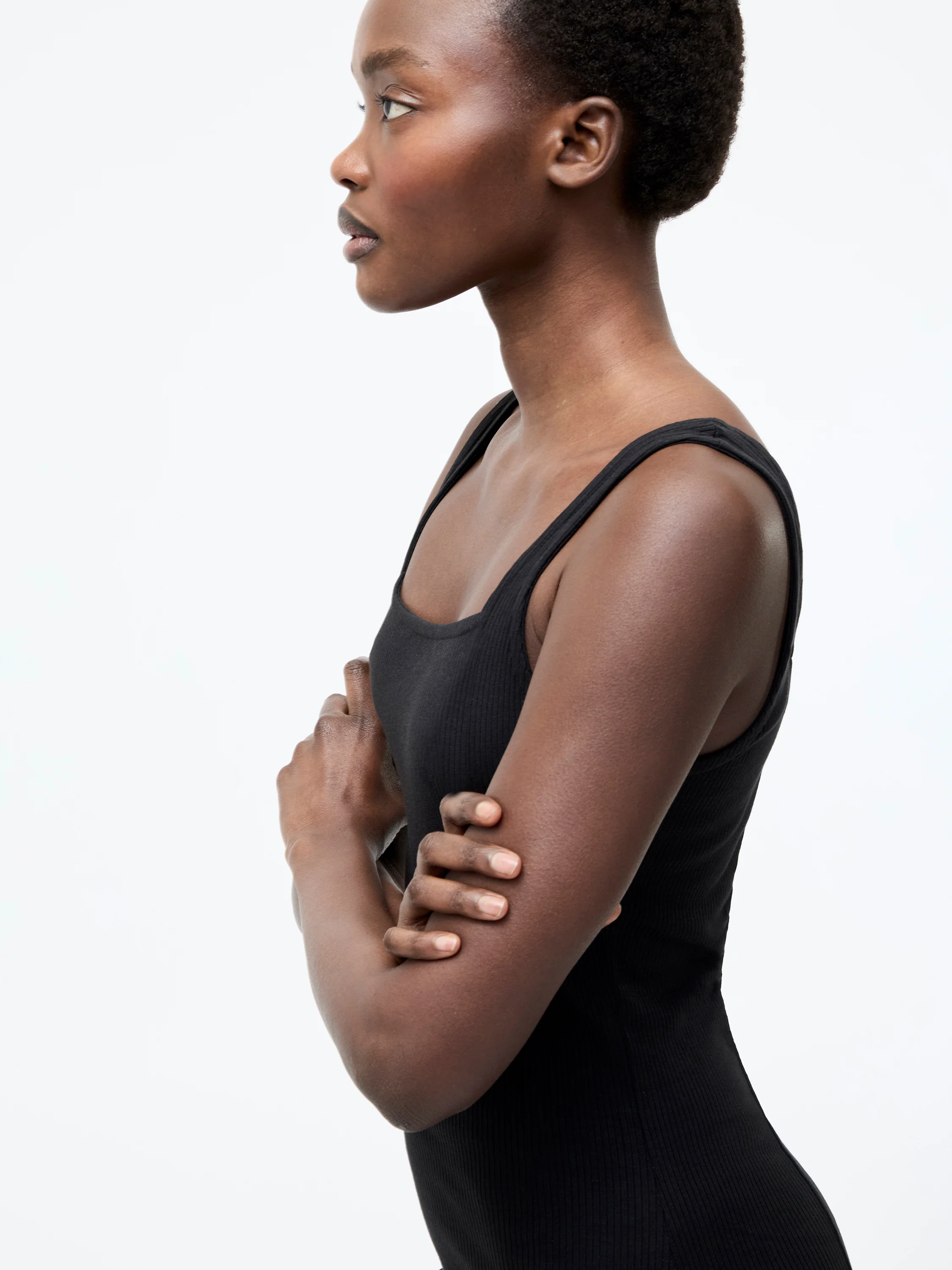 Square Neck Ribbed Bodycon Midi Dress - Image 3