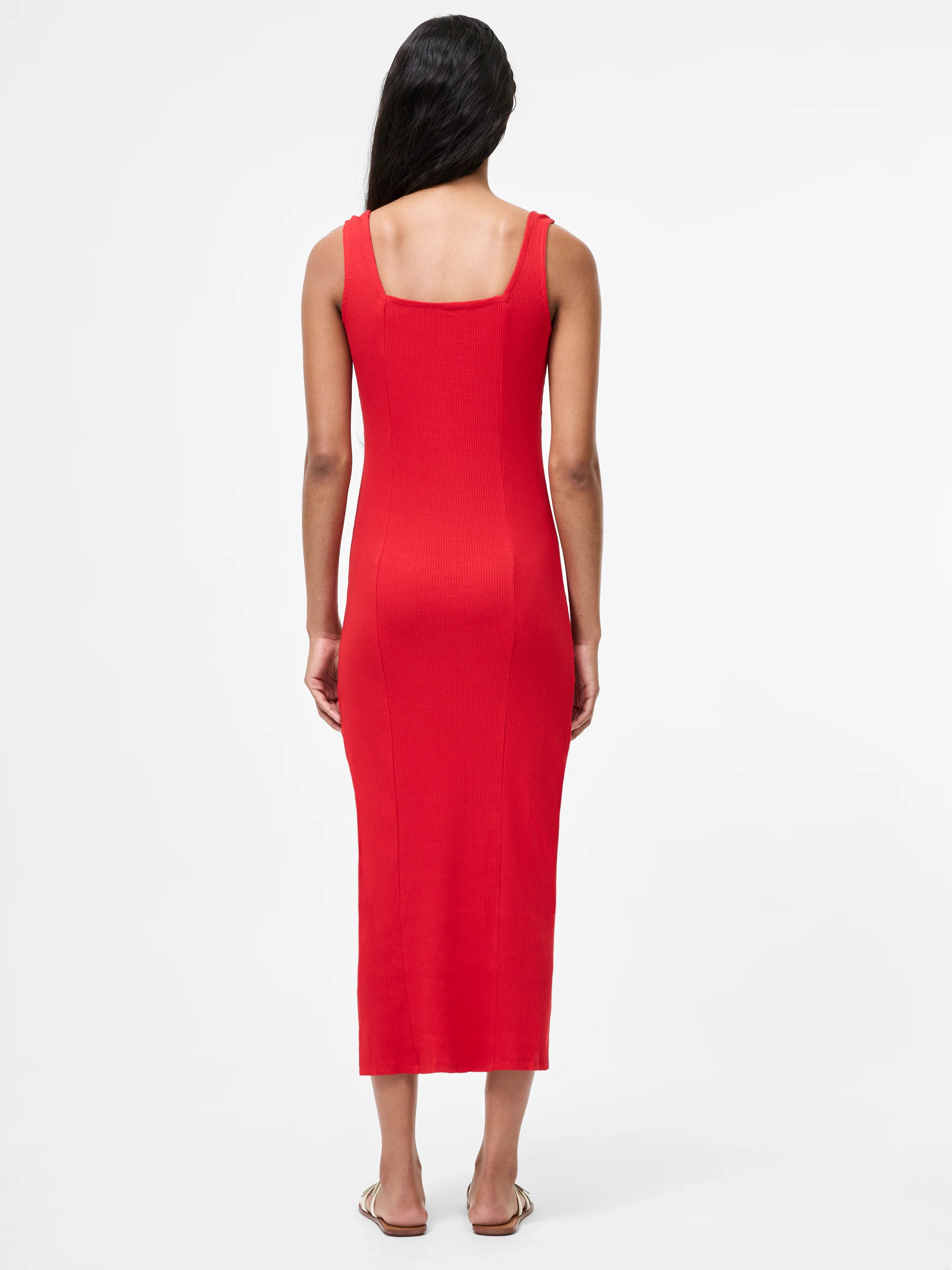 Square Neck Ribbed Bodycon Midi Dress - Image 4
