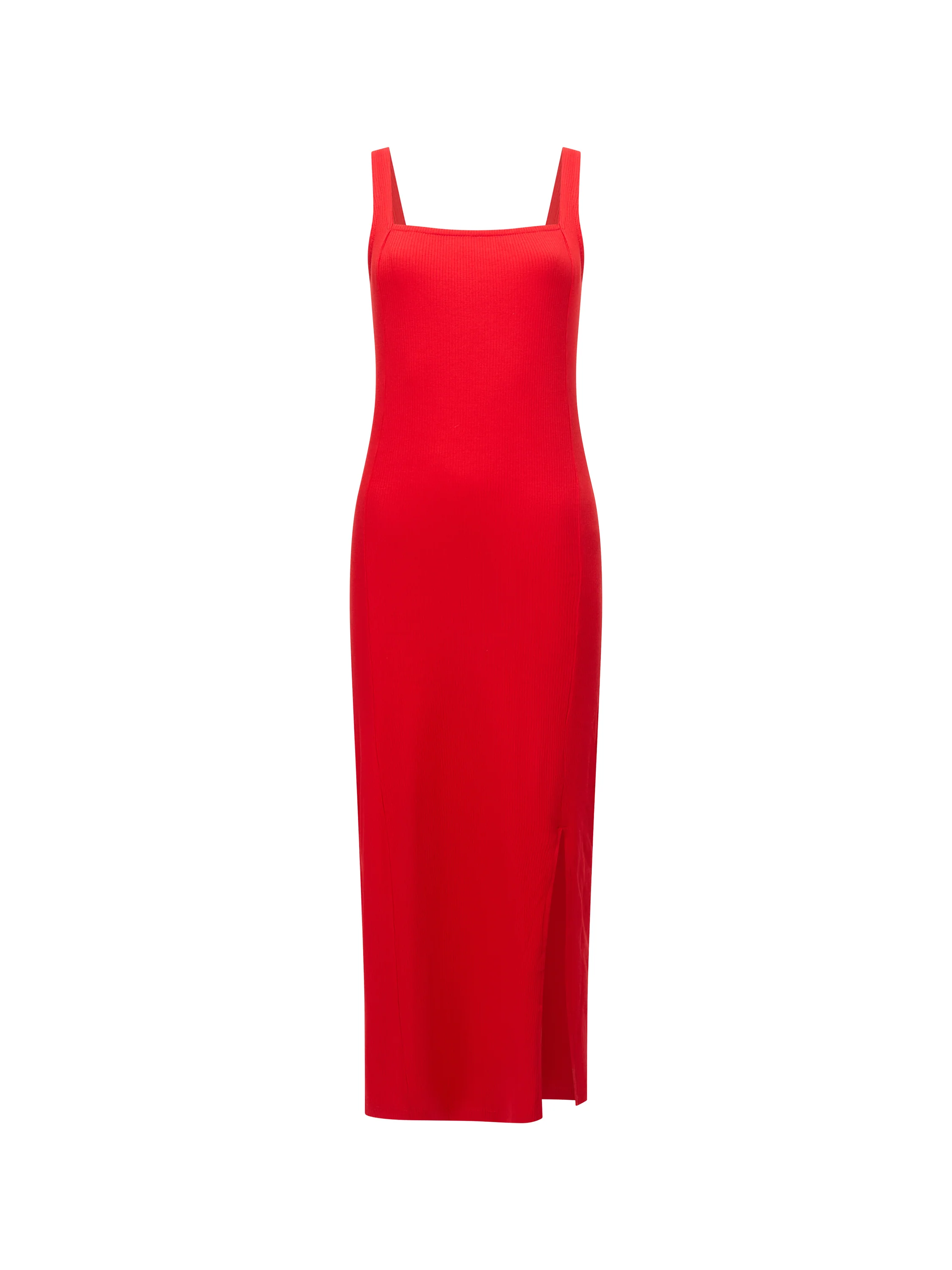 Square Neck Ribbed Bodycon Midi Dress - Image 5