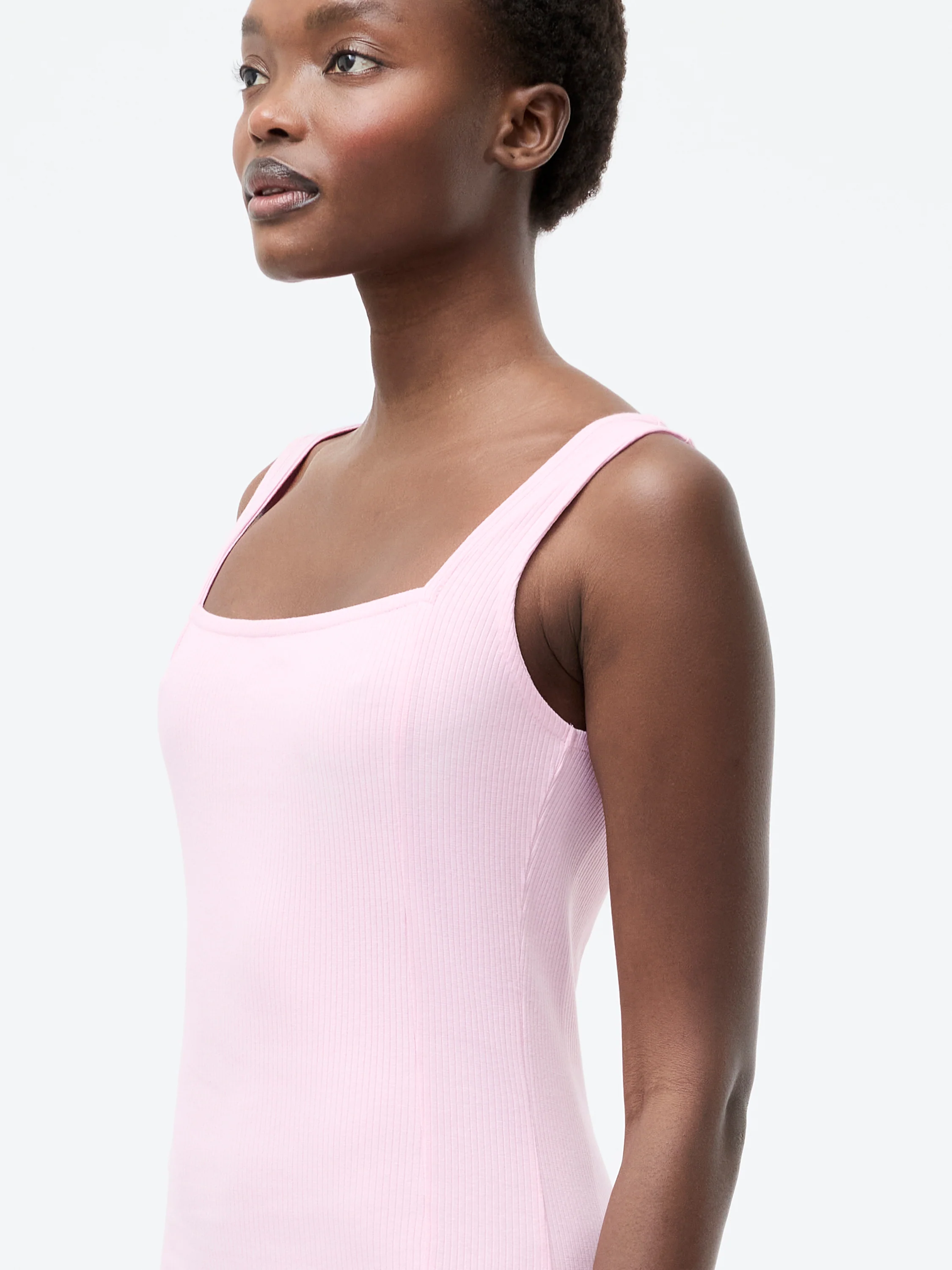 Square Neck Ribbed Bodycon Midi Dress - Image 3