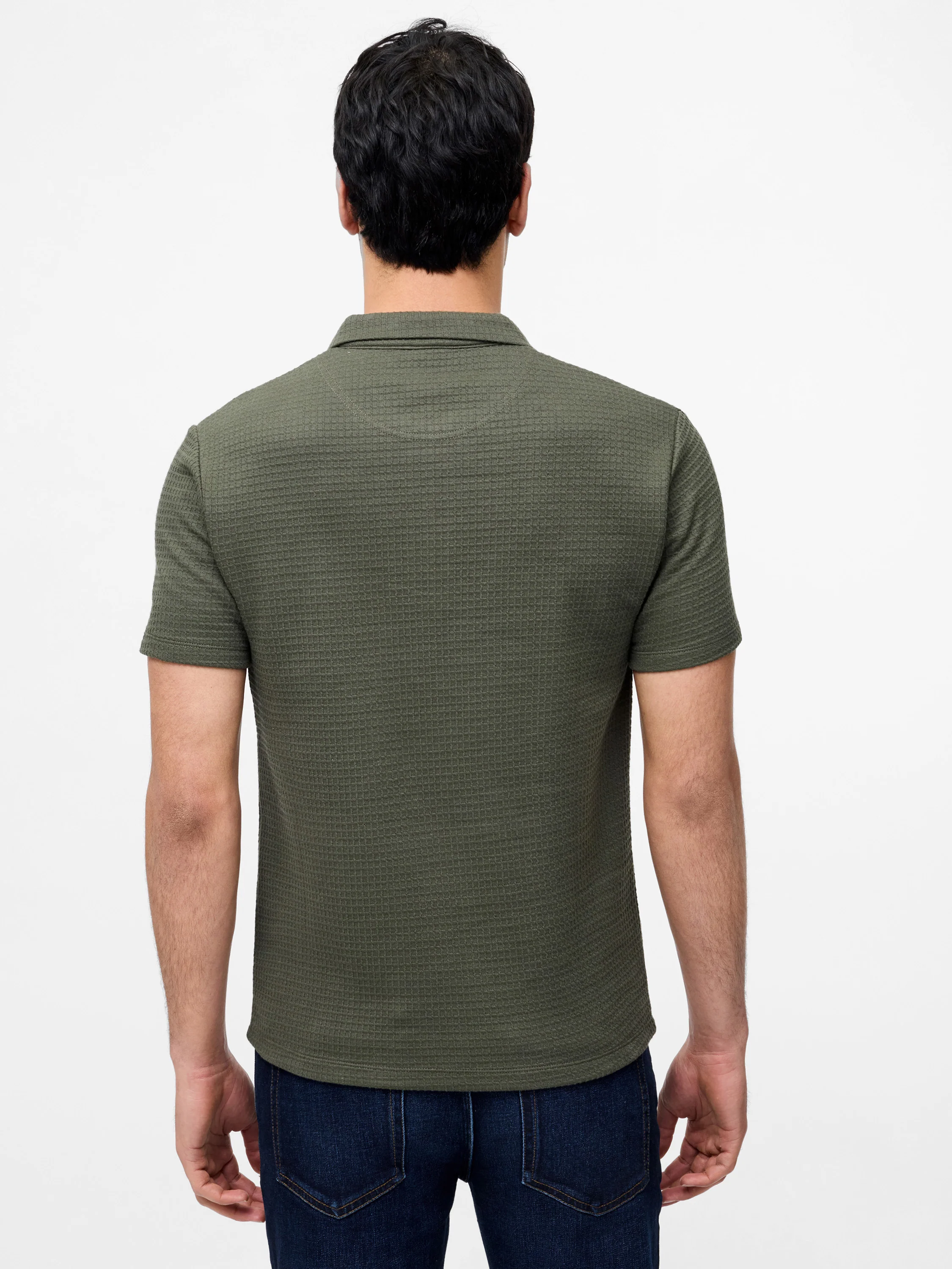 Jacquard Waffle Zip Polo Shirt - Image 5