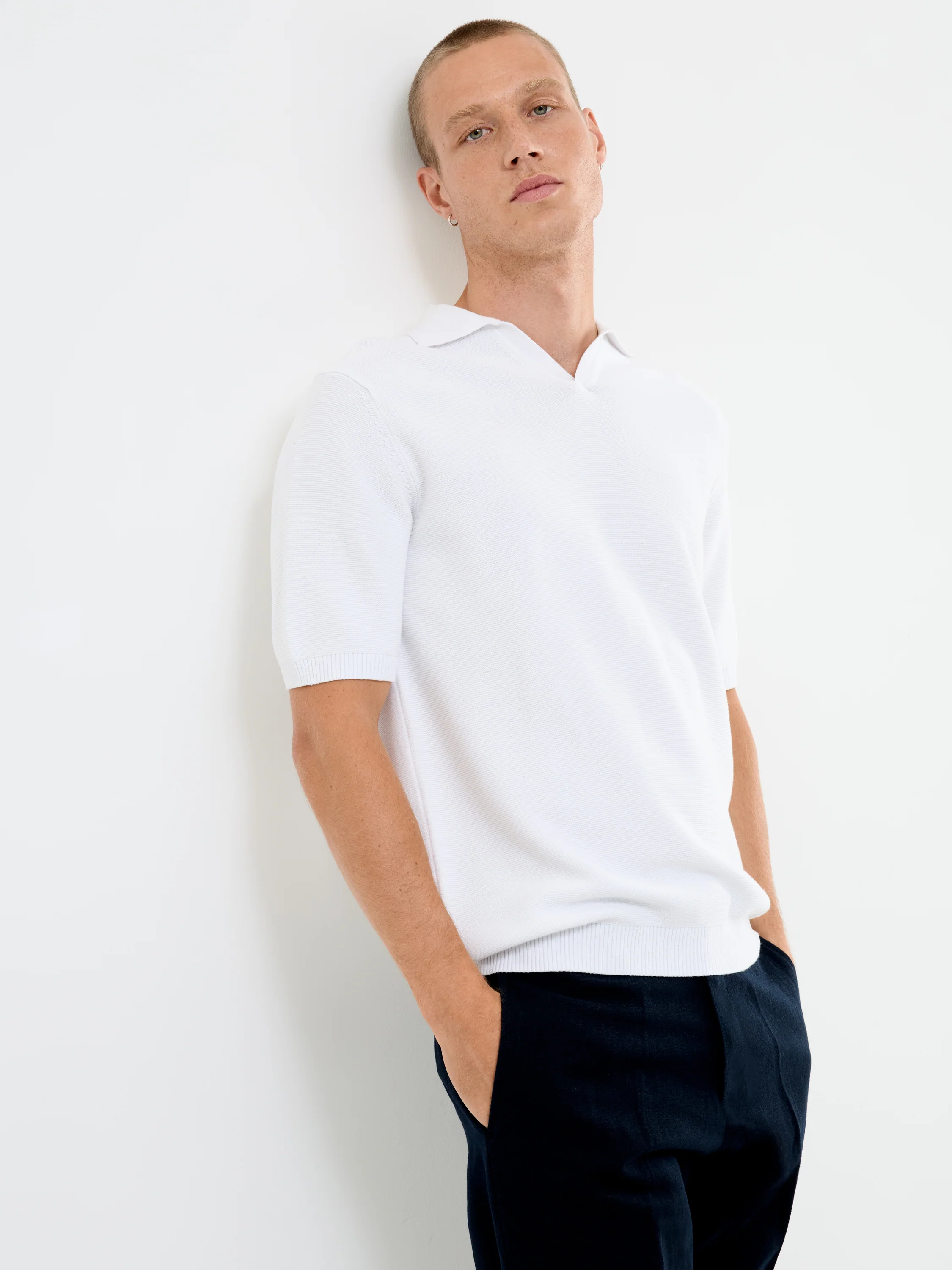 Short Sleeve Solid Trophy Knit Polo - Image 3