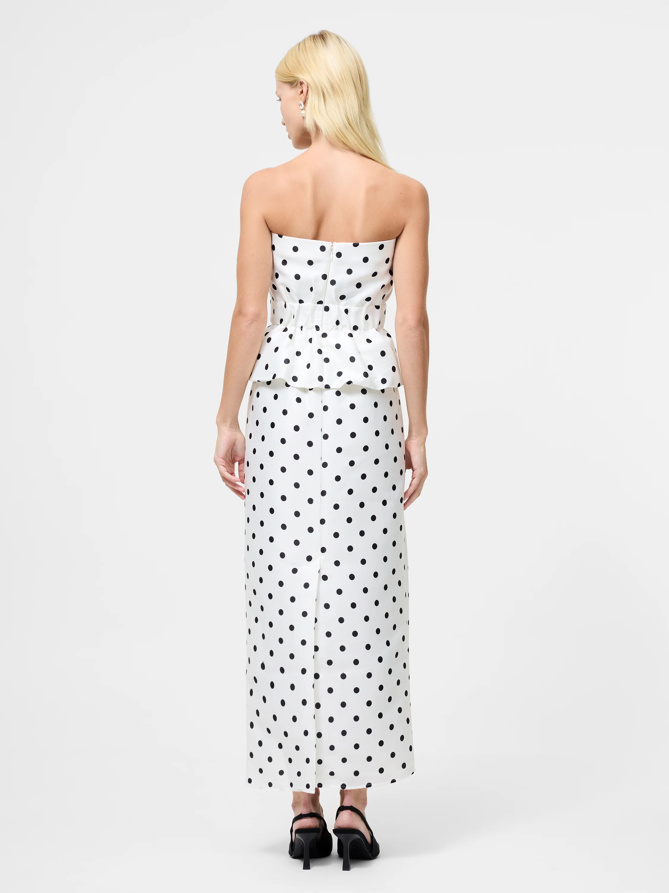 Strapless Polka Dot Peplum Top - Image 5