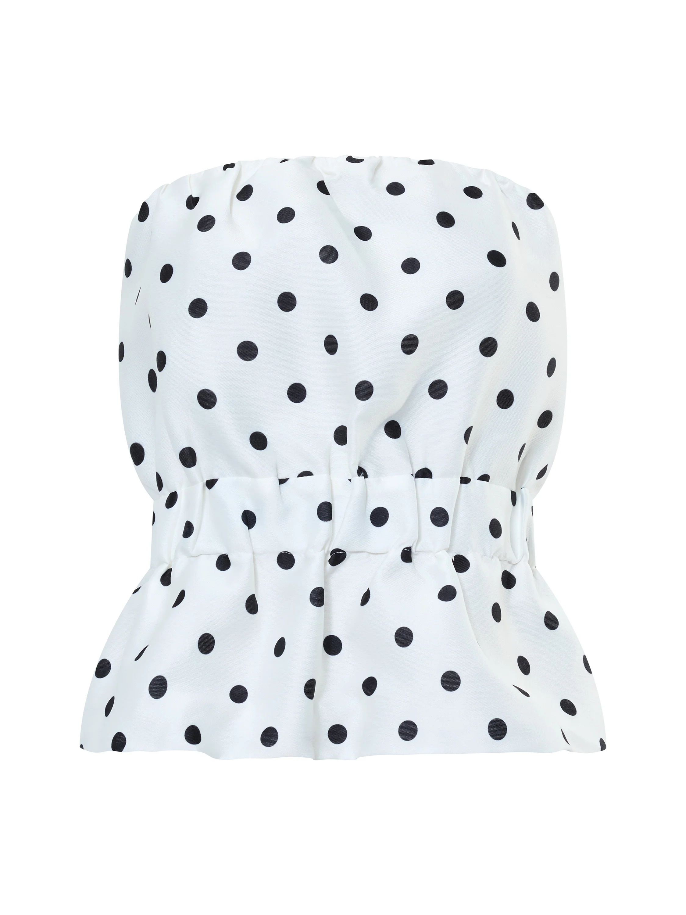 Strapless Polka Dot Peplum Top - Image 6