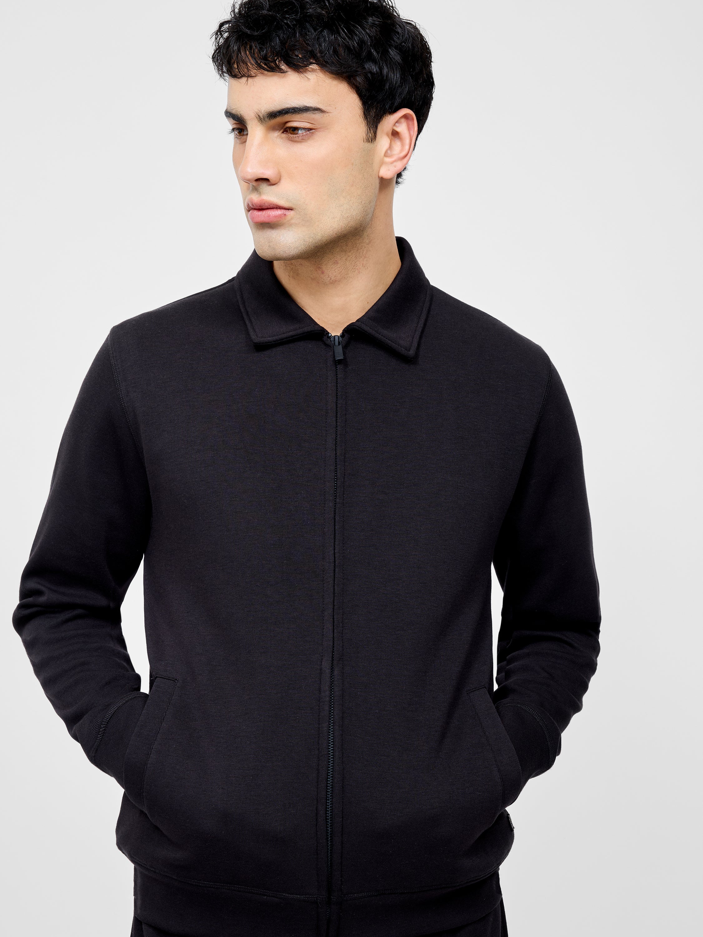 Stretch Collared Zip Through Sweatshirt - Image 2