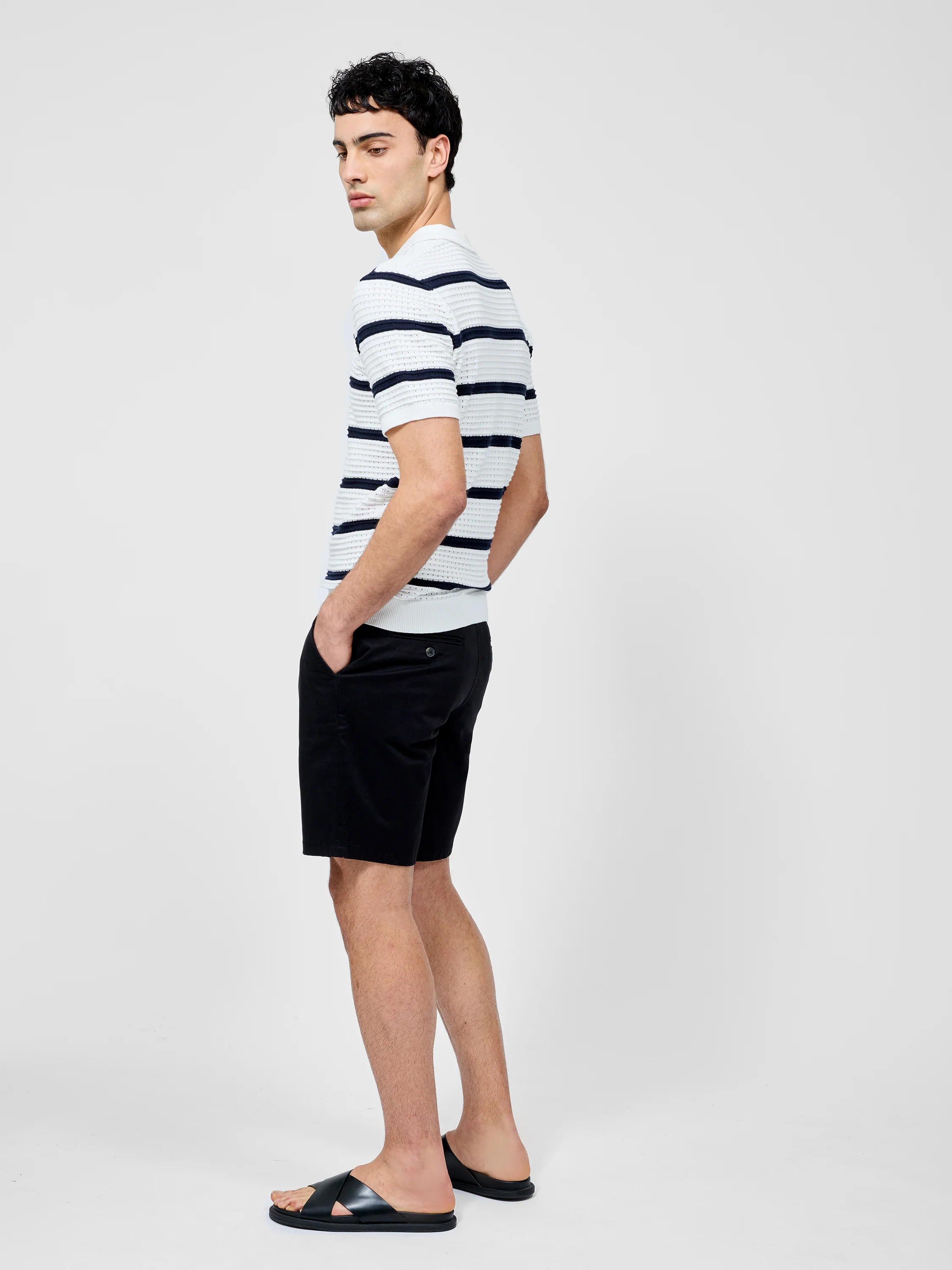 Striped Textured Trophy Neck Shirt - Image 4