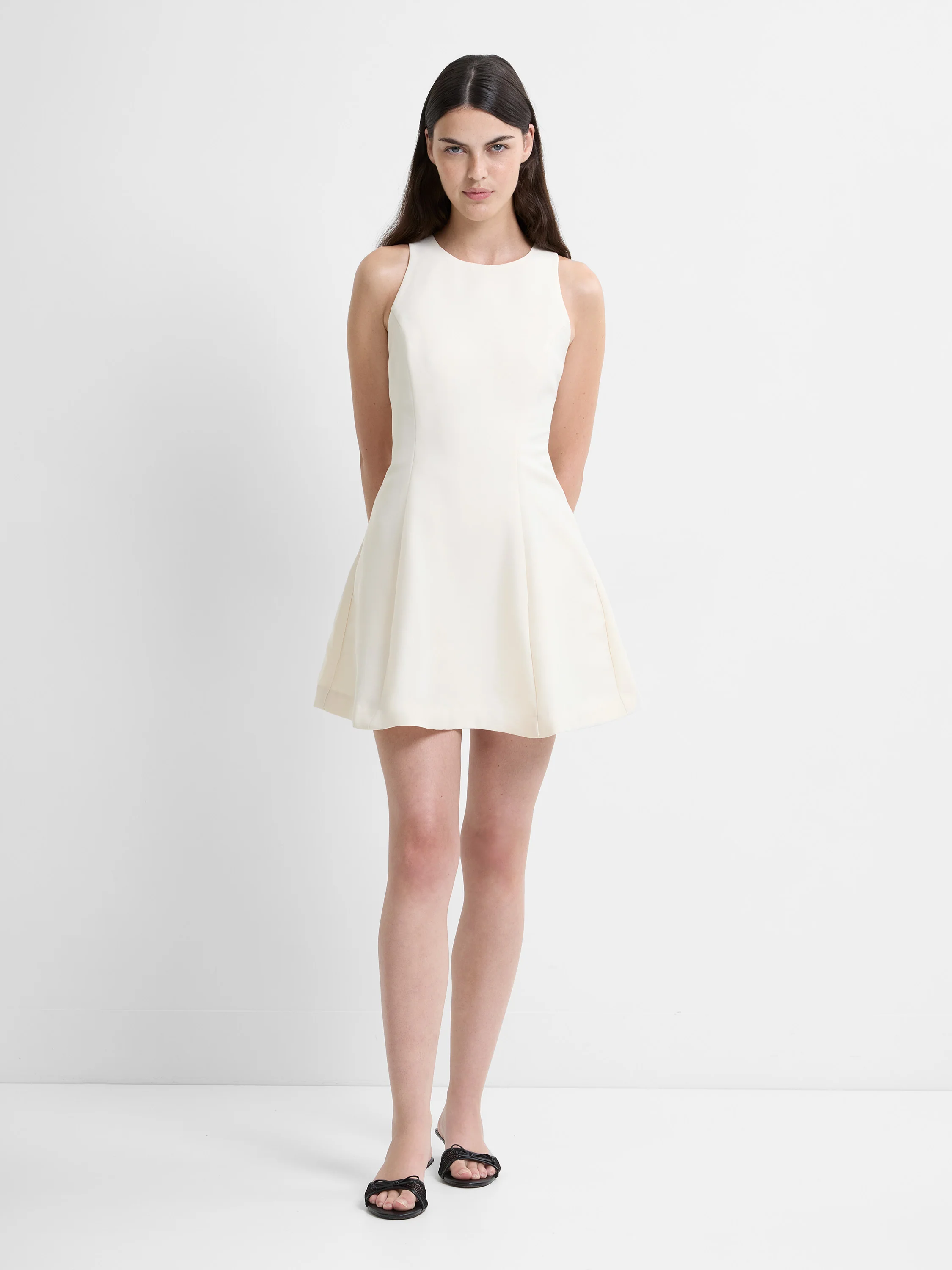 Structured Taffeta Flare Mini Dress - Image 2