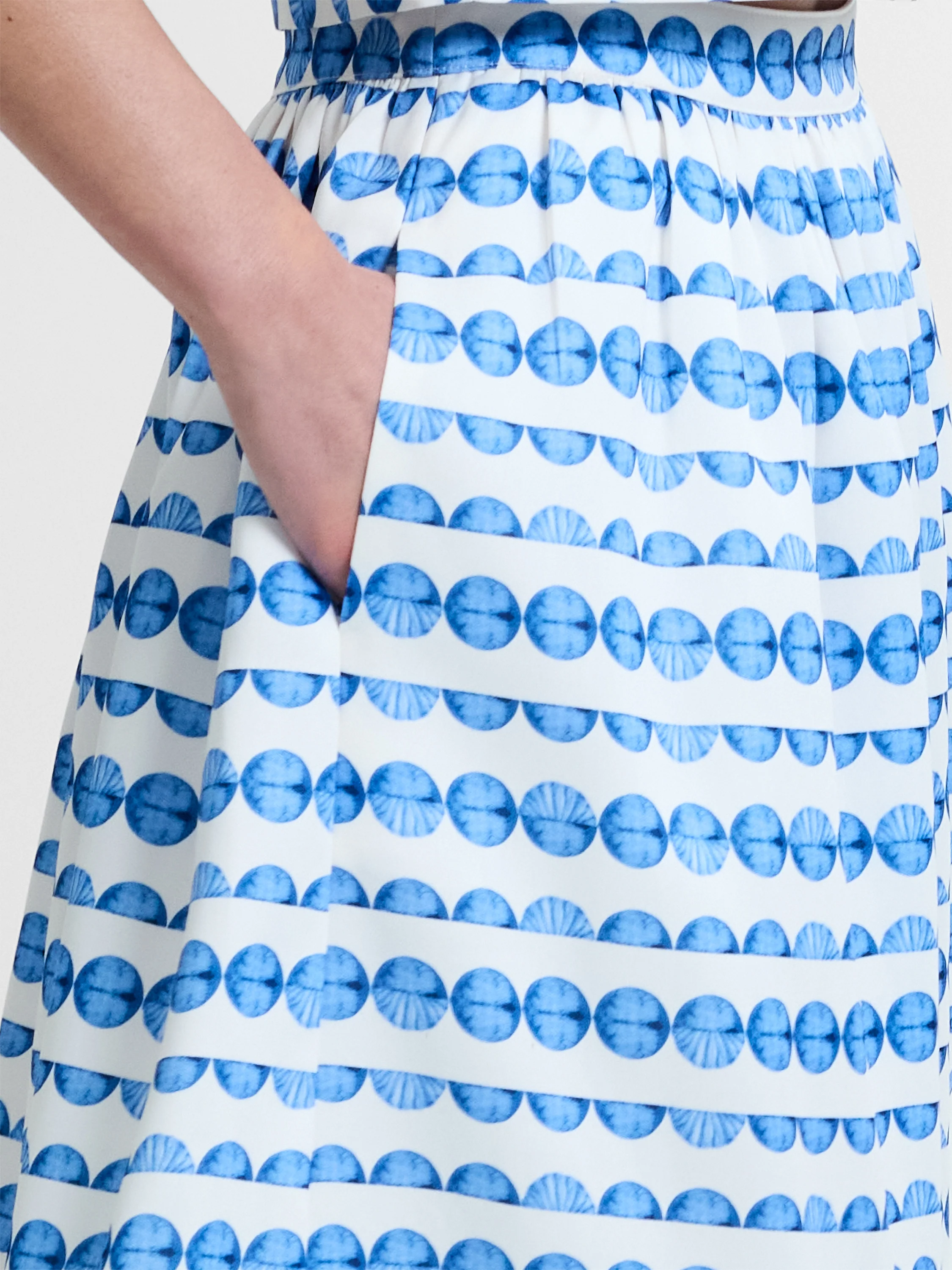 Structured Taffeta Shell Print Midi Skirt - Image 3