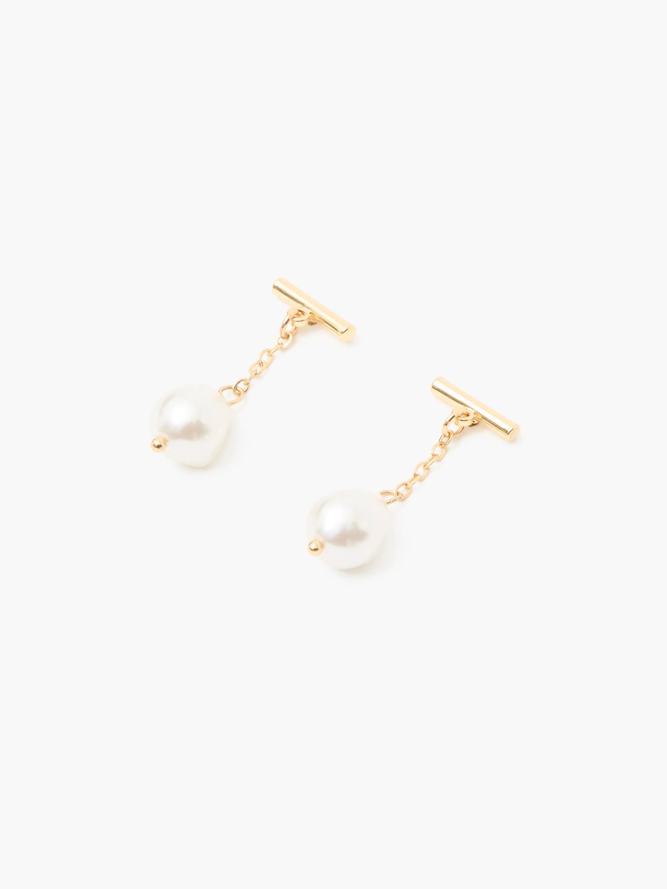 T-Bar Pearl Drop Earrings - Image 3