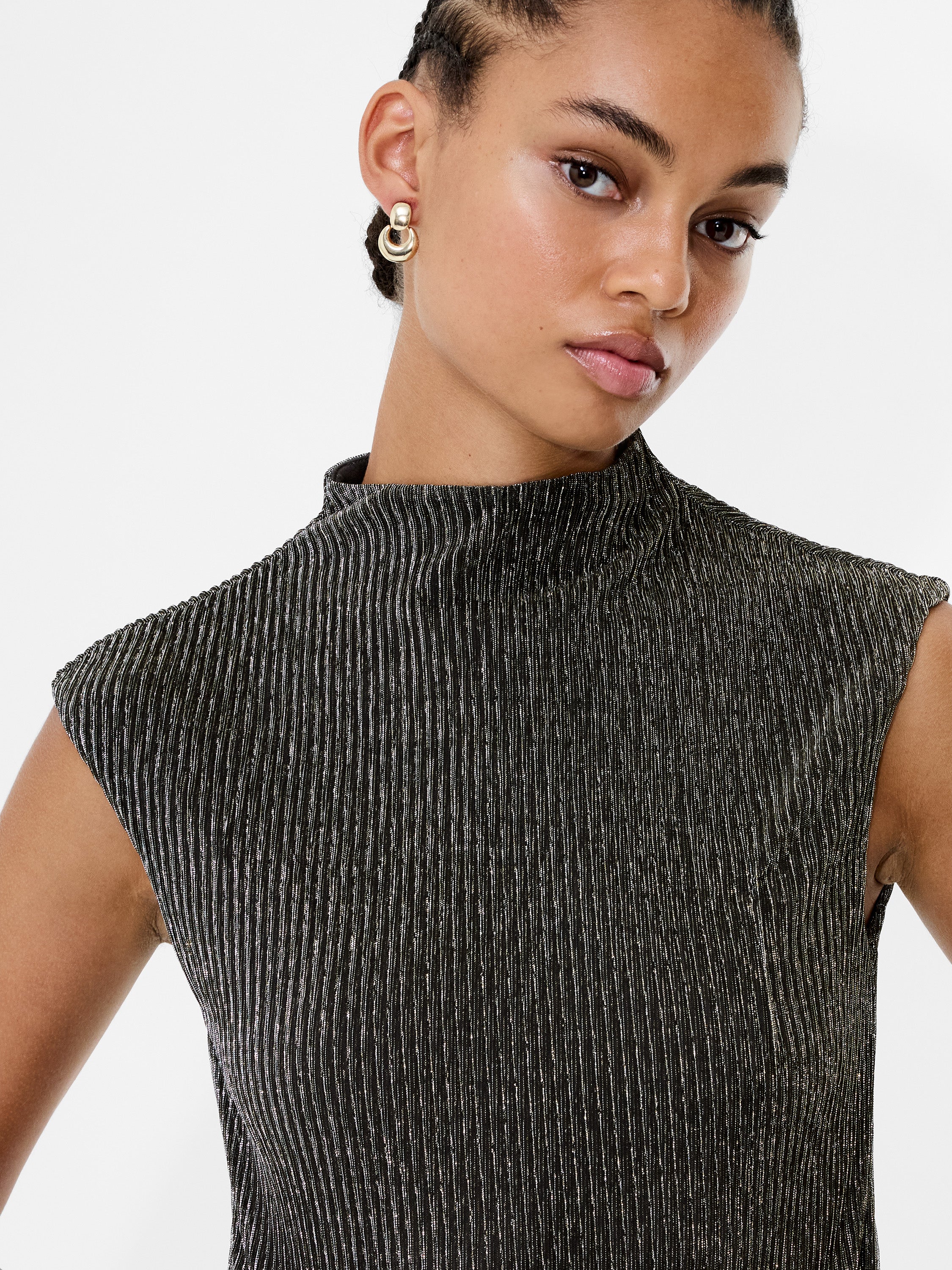 Tamy Lurex Plisse Sleeveless Top - Image 3
