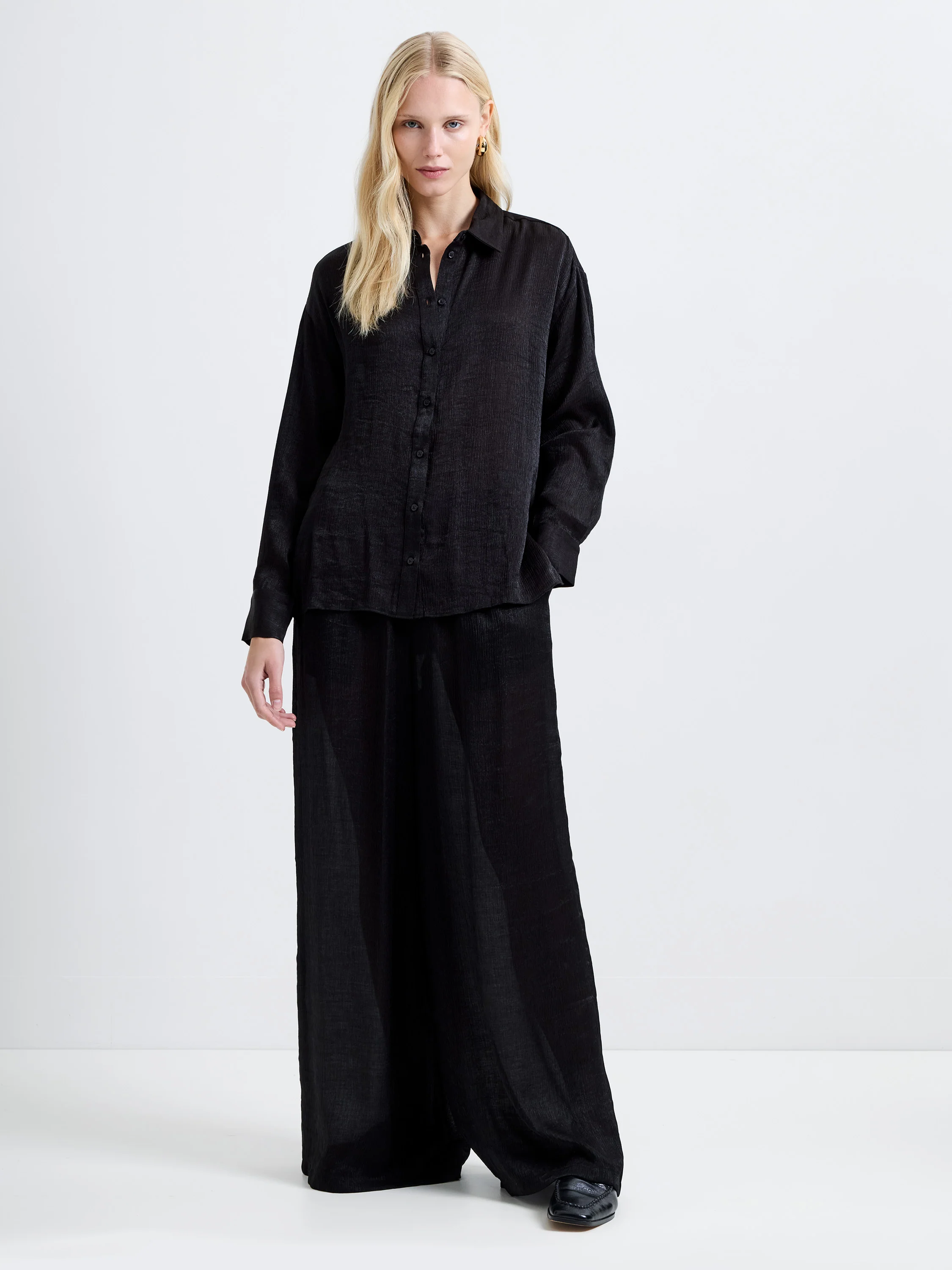 Terry Crinkle Button Down Shirt - Image 2
