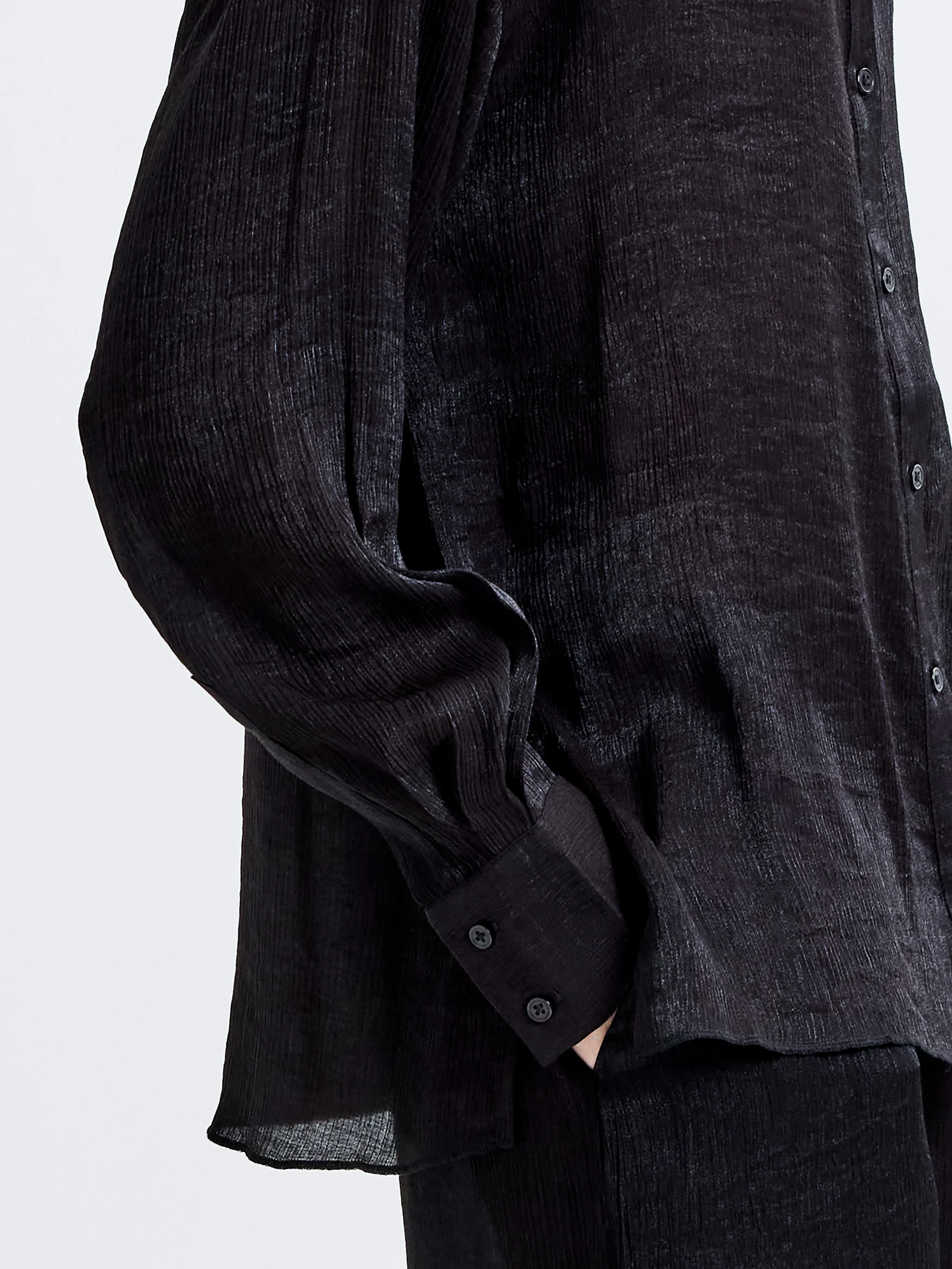 Terry Crinkle Button Down Shirt - Image 3