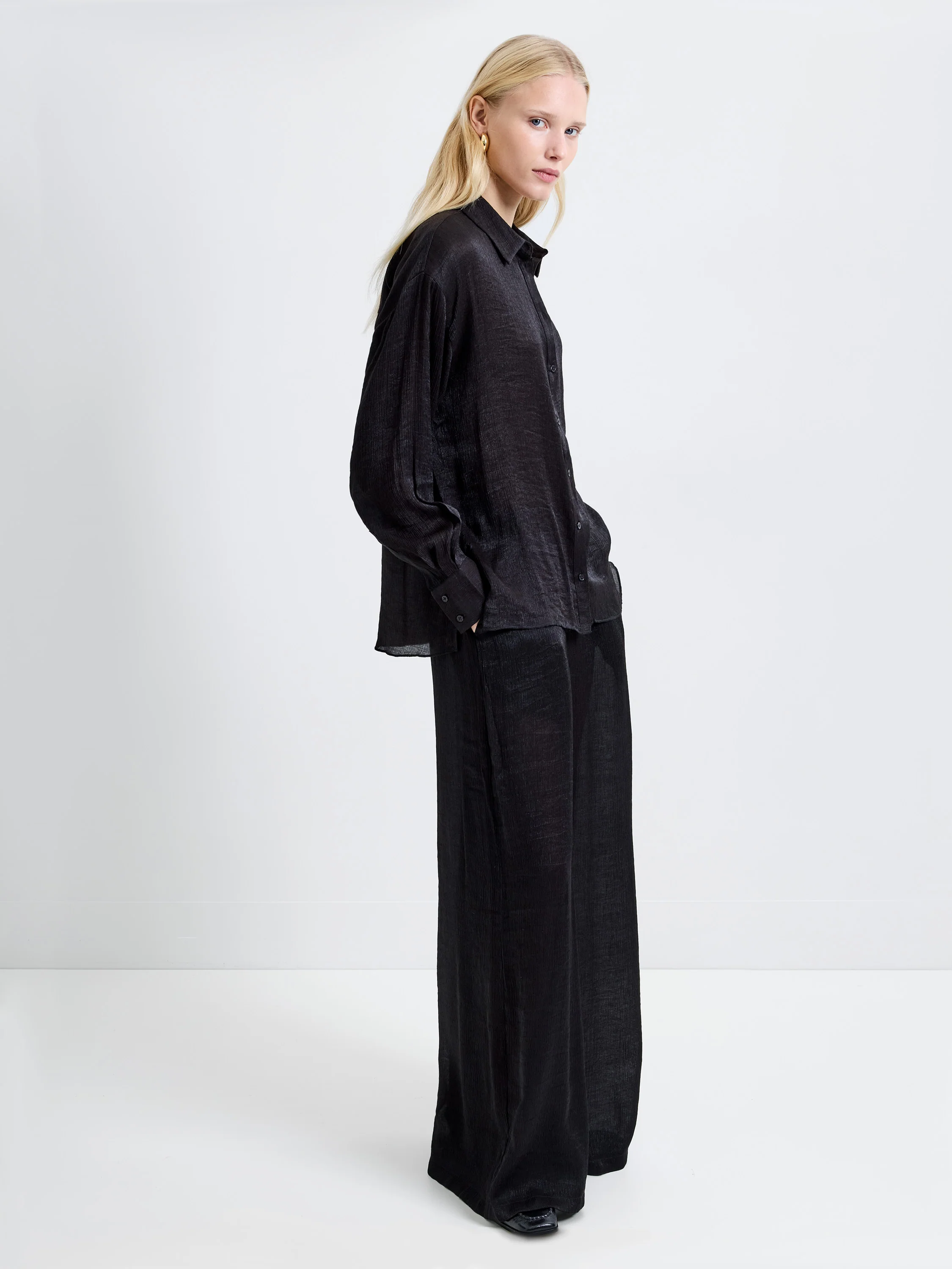 Terry Crinkle Button Down Shirt - Image 4