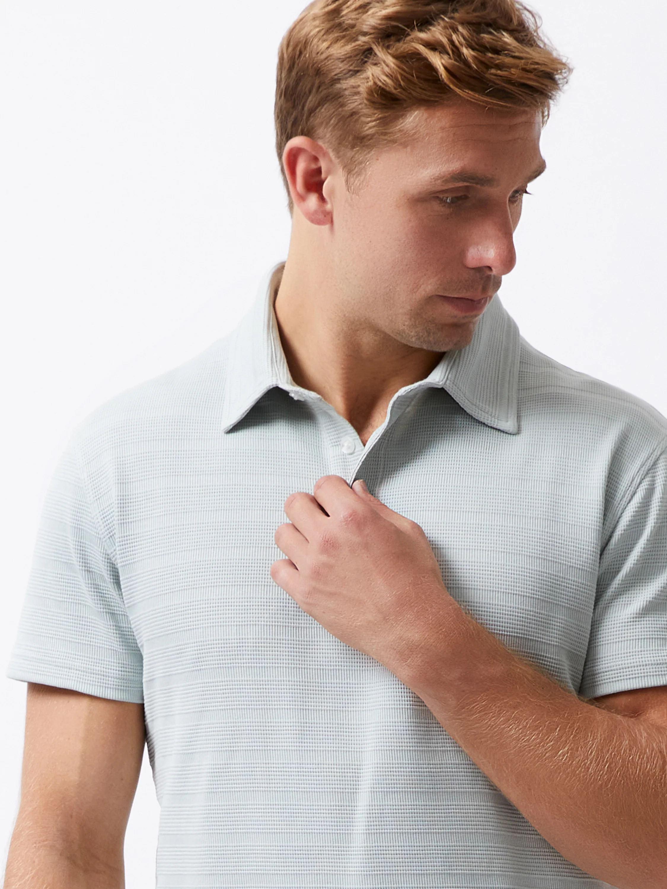 Textured Button Polo Shirt - Image 2